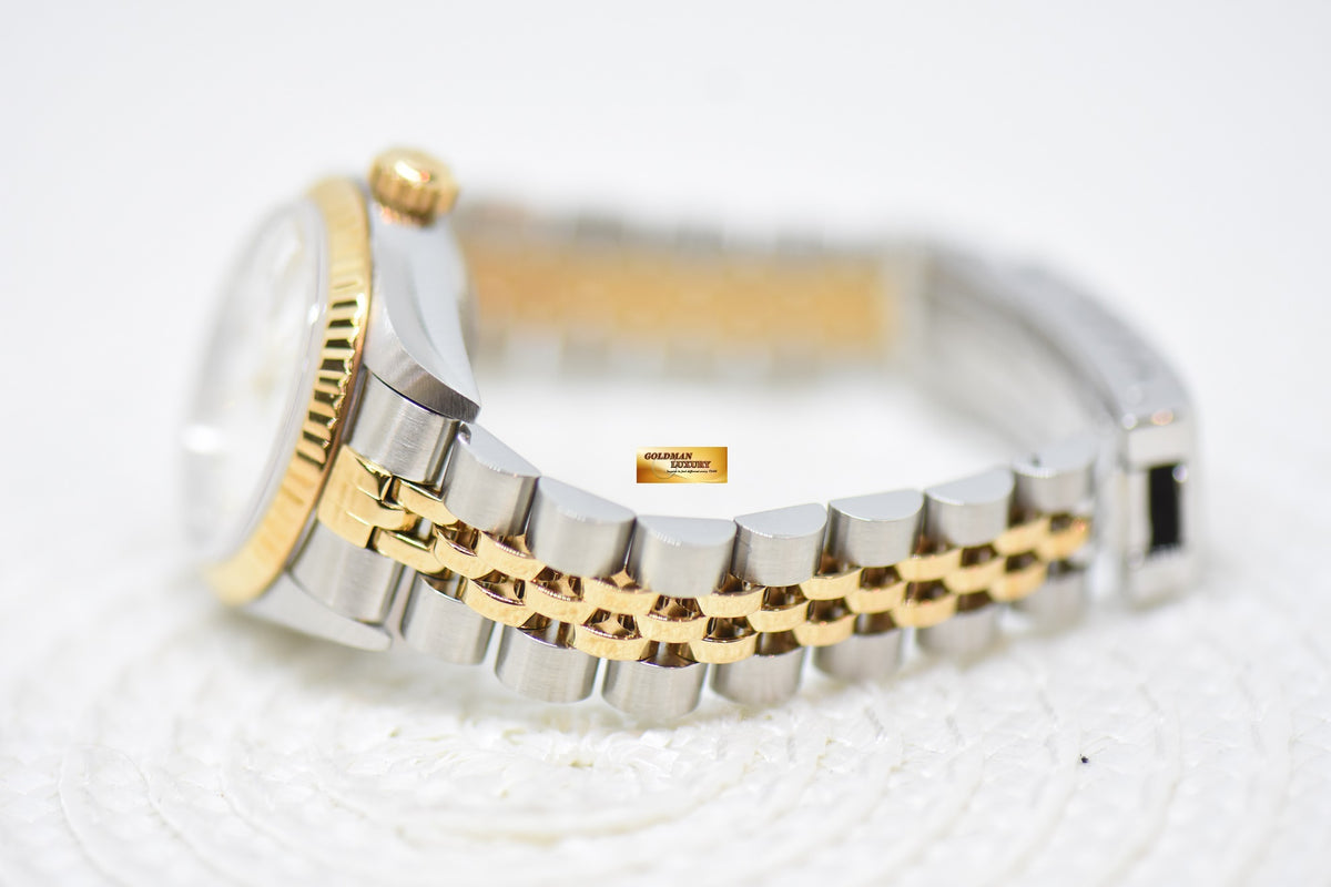 [SOLD] ROLEX OYSTER DATEJUST 26mm HALF-GOLD IN JUBILEE BRACELET WHITE DIAMOND DIAL 69173 (MINT)