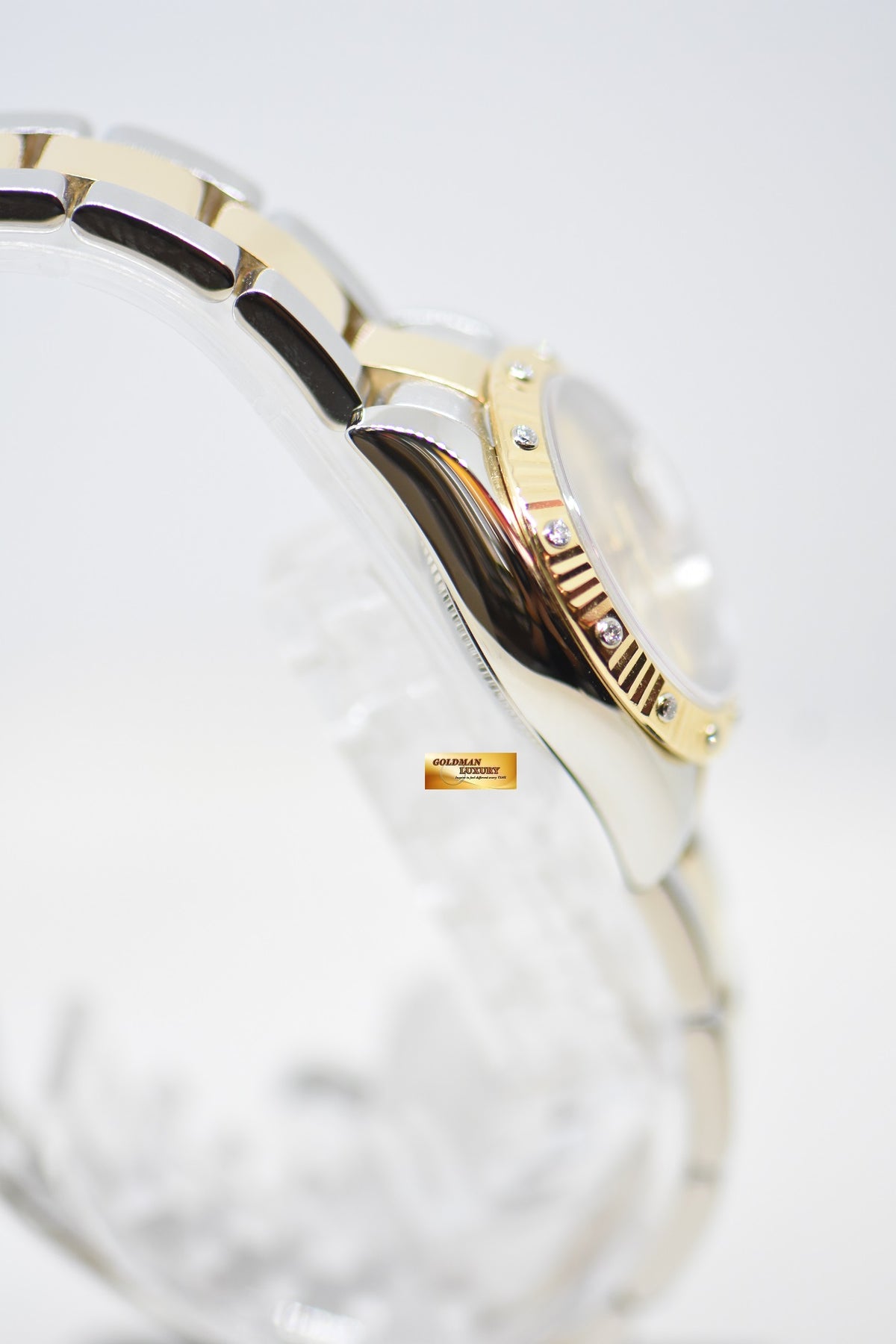 [SOLD] ROLEX OYSTER DATEJUST 26mm HALF-GOLD OYSTER BRACELET CHAMPAGNE ROMAN DIAL & ORIGINAL 12P DIAMOND BEZEL 179313 (MINT)