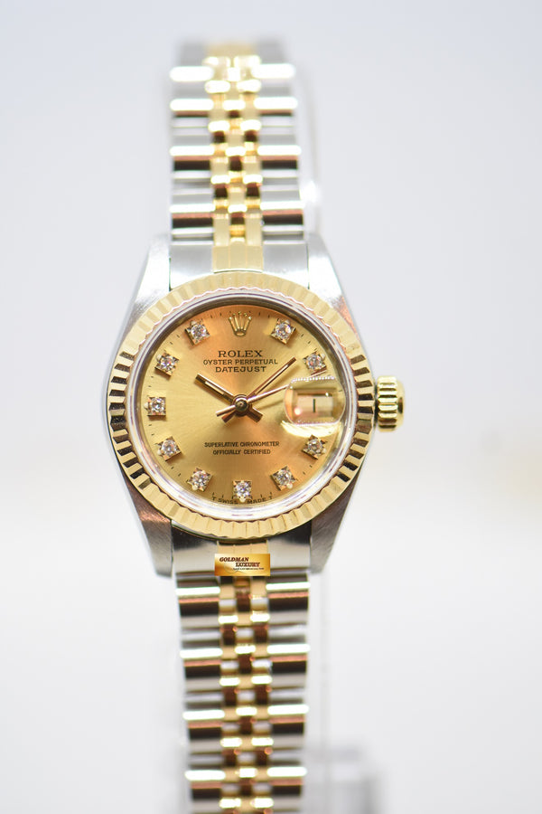 [SOLD] ROLEX OYSTER DATEJUST 26mm HALF-GOLD IN JUBILEE BRACELET CHAMPAGNE DIAMOND DIAL 69173 (MINT)