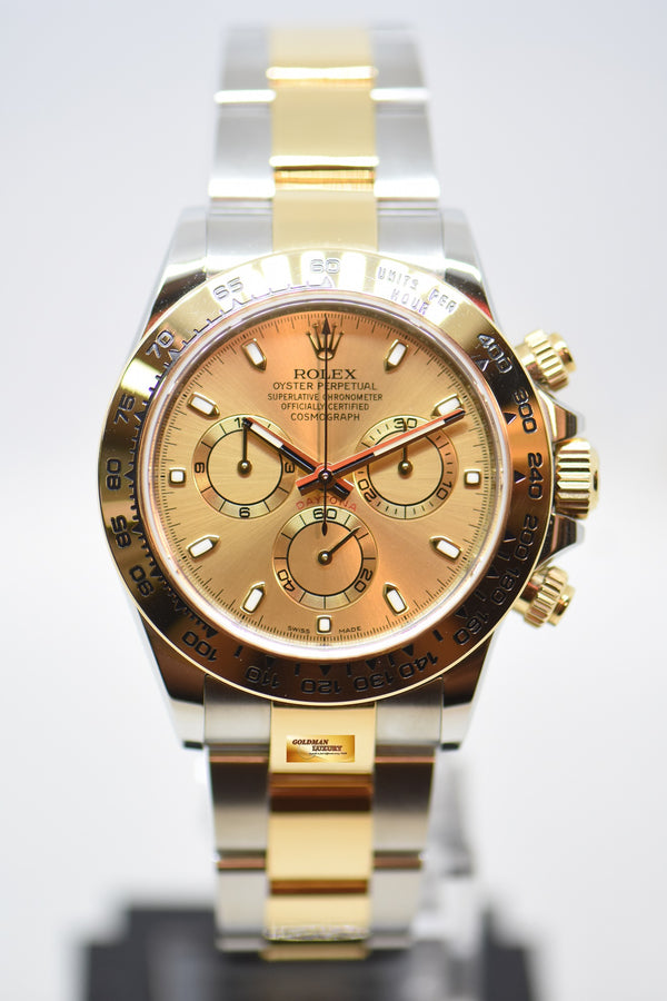 [SOLD] ROLEX OYSTER DAYTONA CHRONOGRAPH 40mm GOLD / STEEL IN OYSTER BRACELET CHAMPAGNE GOLD DIAL 116503 (MINT)