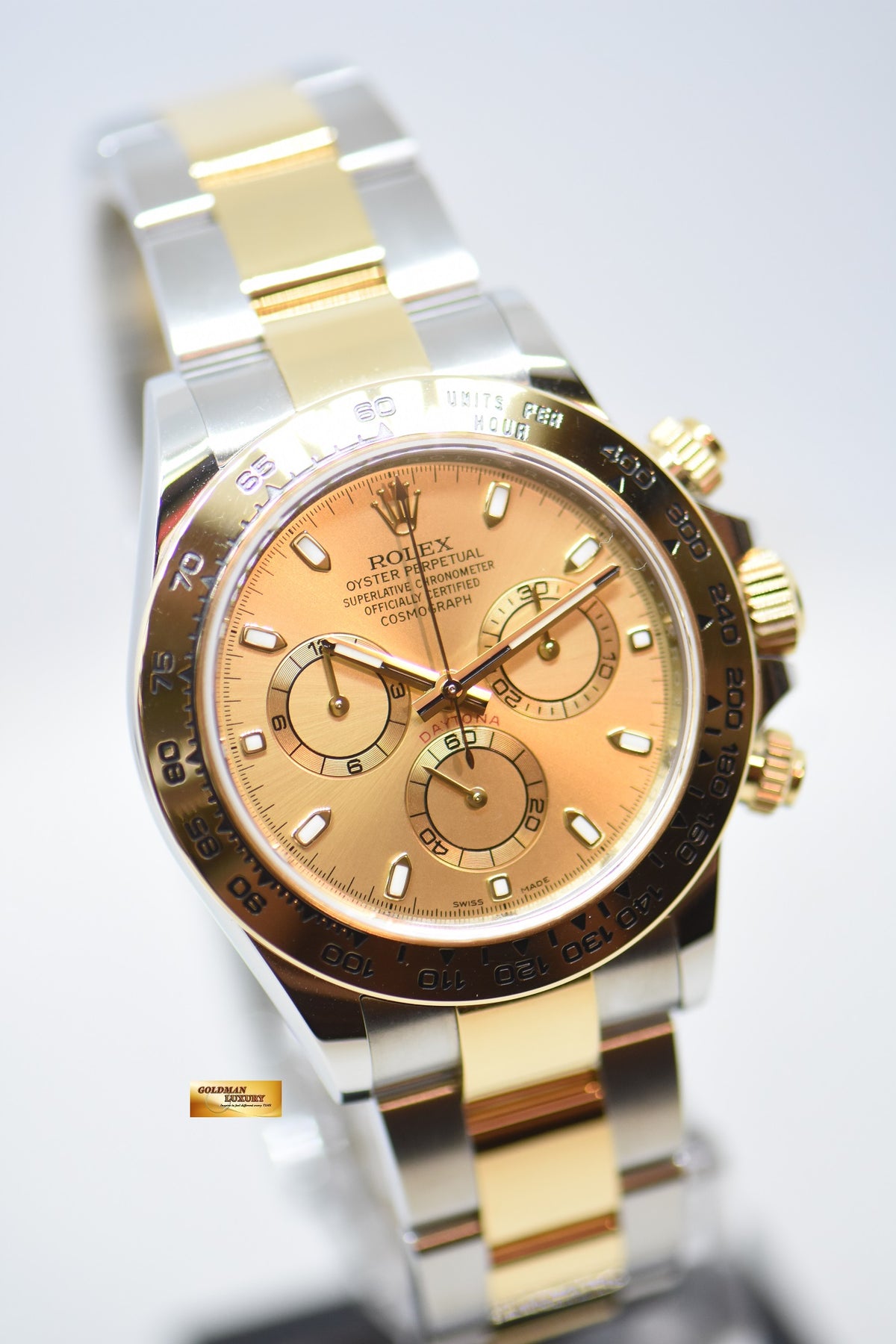 [SOLD] ROLEX OYSTER DAYTONA CHRONOGRAPH 40mm GOLD / STEEL IN OYSTER BRACELET CHAMPAGNE GOLD DIAL 116503 (MINT)