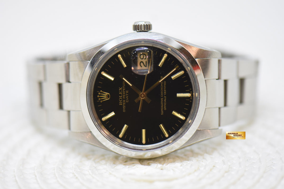 [SOLD] ROLEX OYSTER PERPETUAL DATE 34mm STEEL IN BRACELET BLACK DIAL 15000 (MINT)