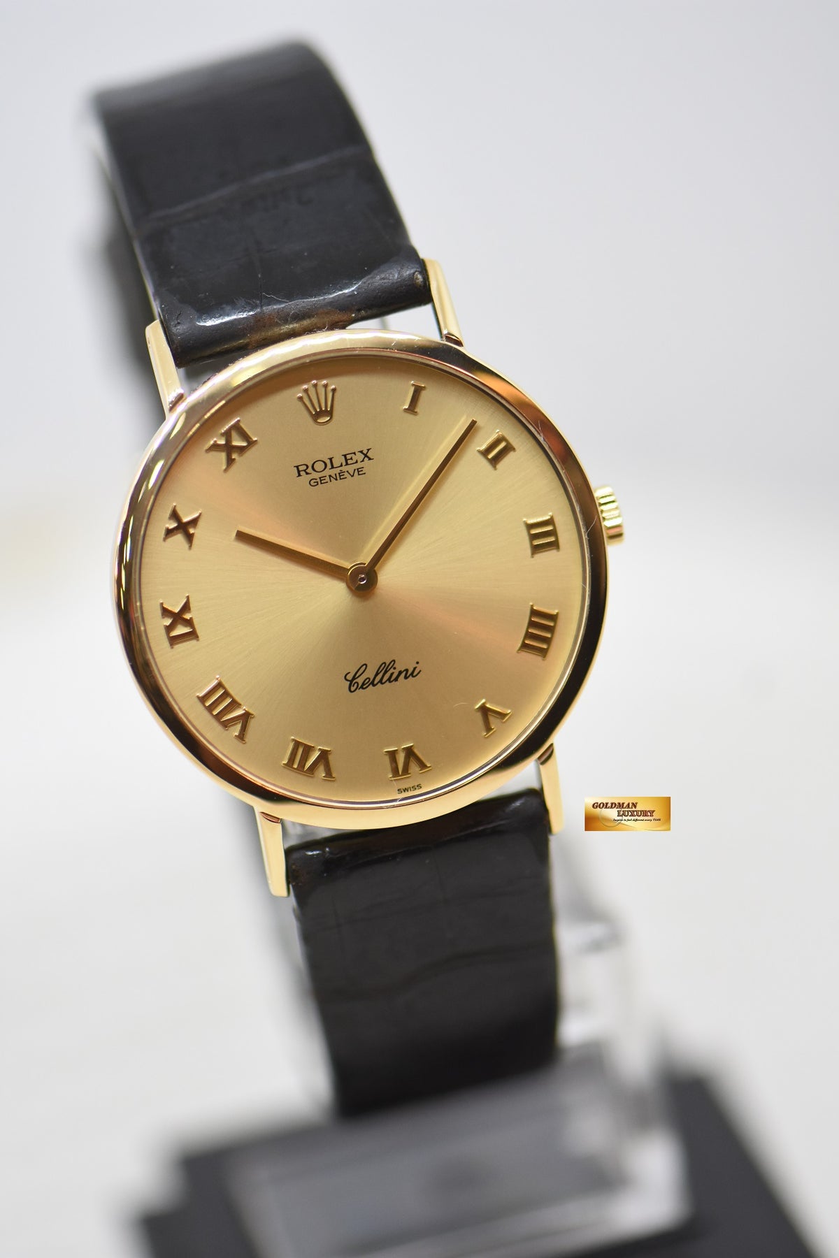 [SOLD] ROLEX GEVENE CELLINI 32mm YELLOW GOLD IN LEATHER STRAP MANUAL WINDING 4112 (MINT)