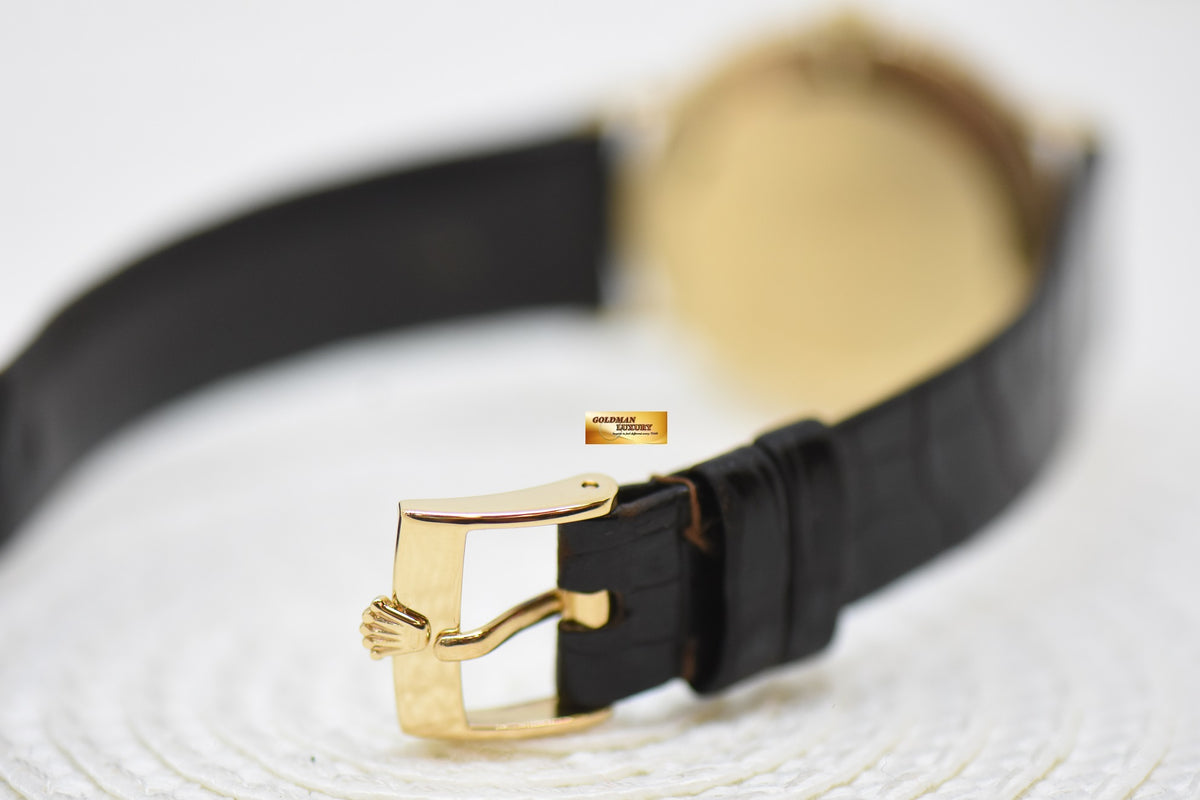 [SOLD] ROLEX GEVENE CELLINI 32mm YELLOW GOLD IN LEATHER STRAP MANUAL WINDING 4112 (MINT)