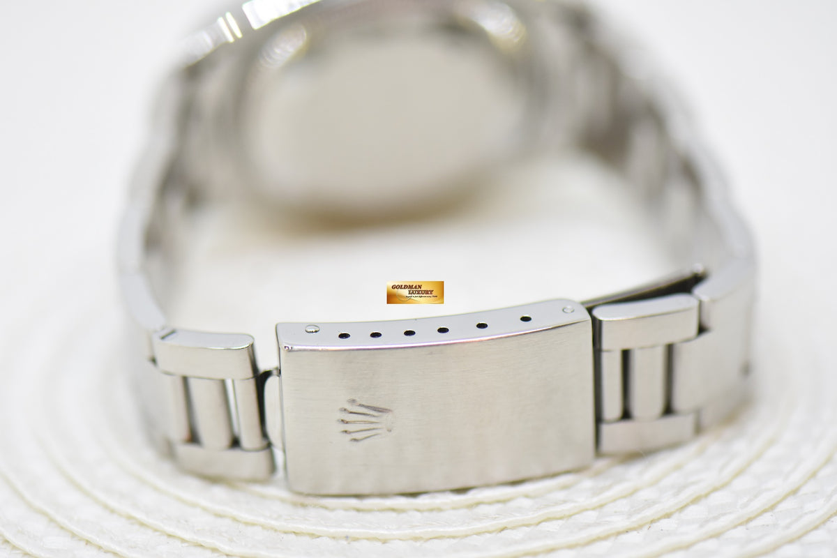 [SOLD] ROLEX OYSTER DATE 34mm STEEL IN BRACELET ENGINE-TURN BEZEL BLACK DIAL 15210 (QUICKSET-DATE) (MINT)