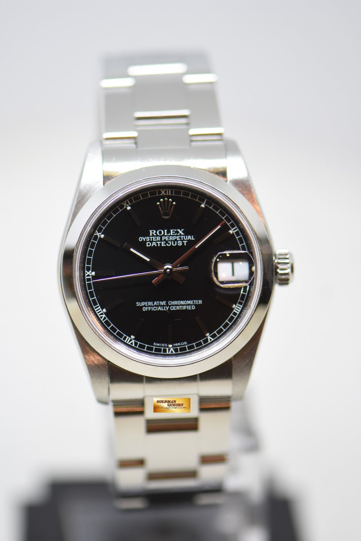 [SOLD] ROLEX OYSTER DATEJUST 31mm STEEL IN OYSTER BRACELET BLACK DIAL 78240 (QUICKSET-DATE) (MINT)
