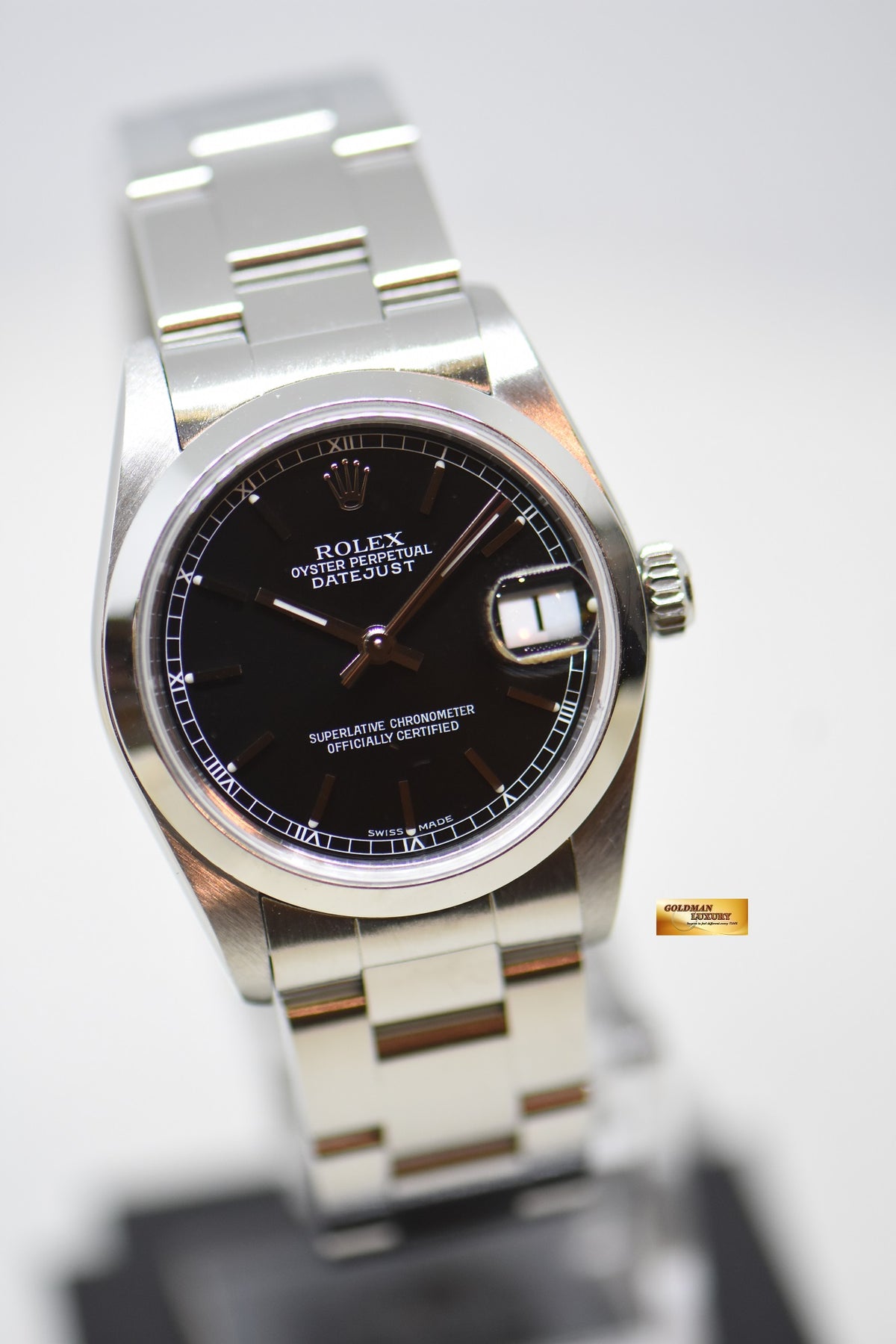 [SOLD] ROLEX OYSTER DATEJUST 31mm STEEL IN OYSTER BRACELET BLACK DIAL 78240 (QUICKSET-DATE) (MINT)