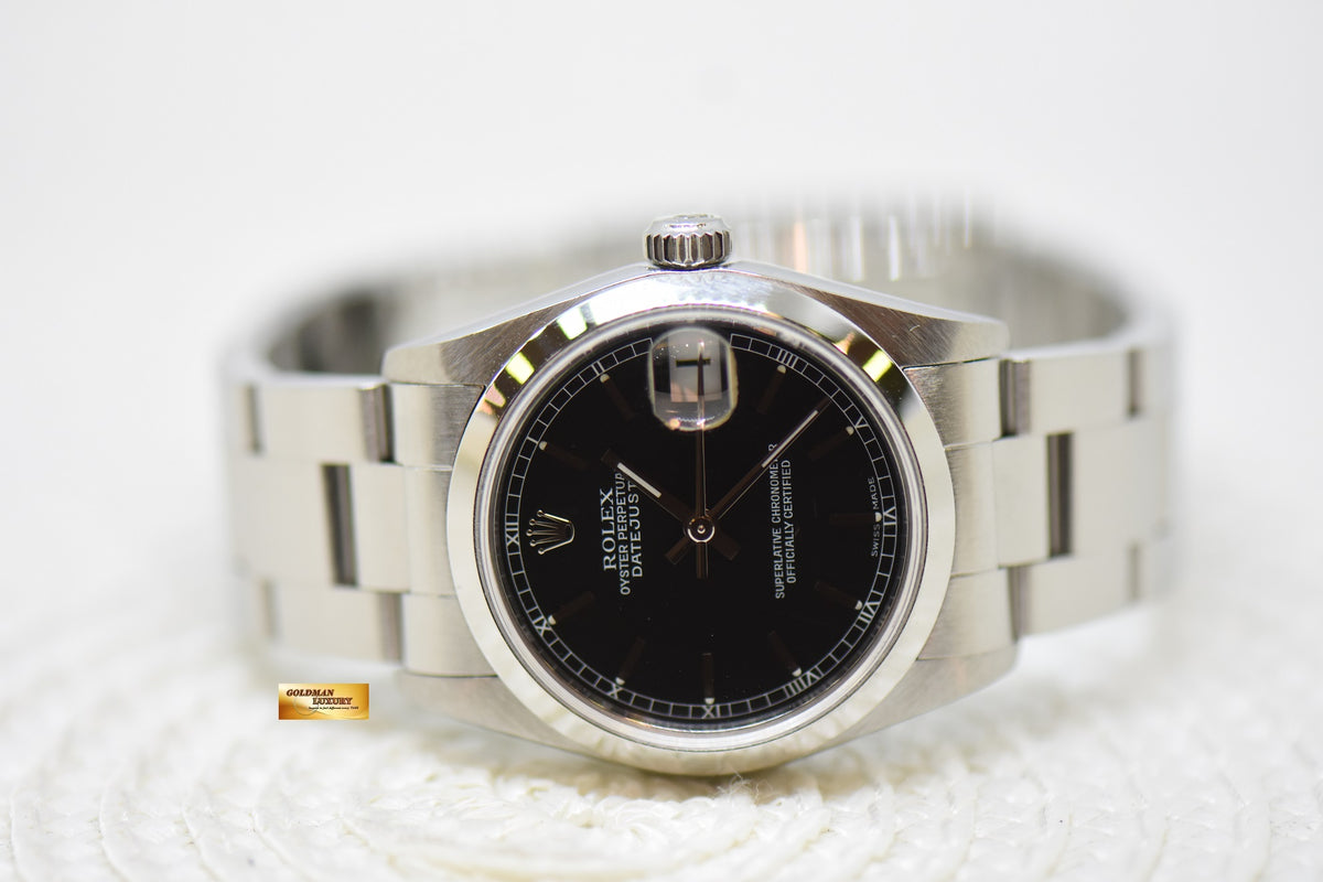 [SOLD] ROLEX OYSTER DATEJUST 31mm STEEL IN OYSTER BRACELET BLACK DIAL 78240 (QUICKSET-DATE) (MINT)