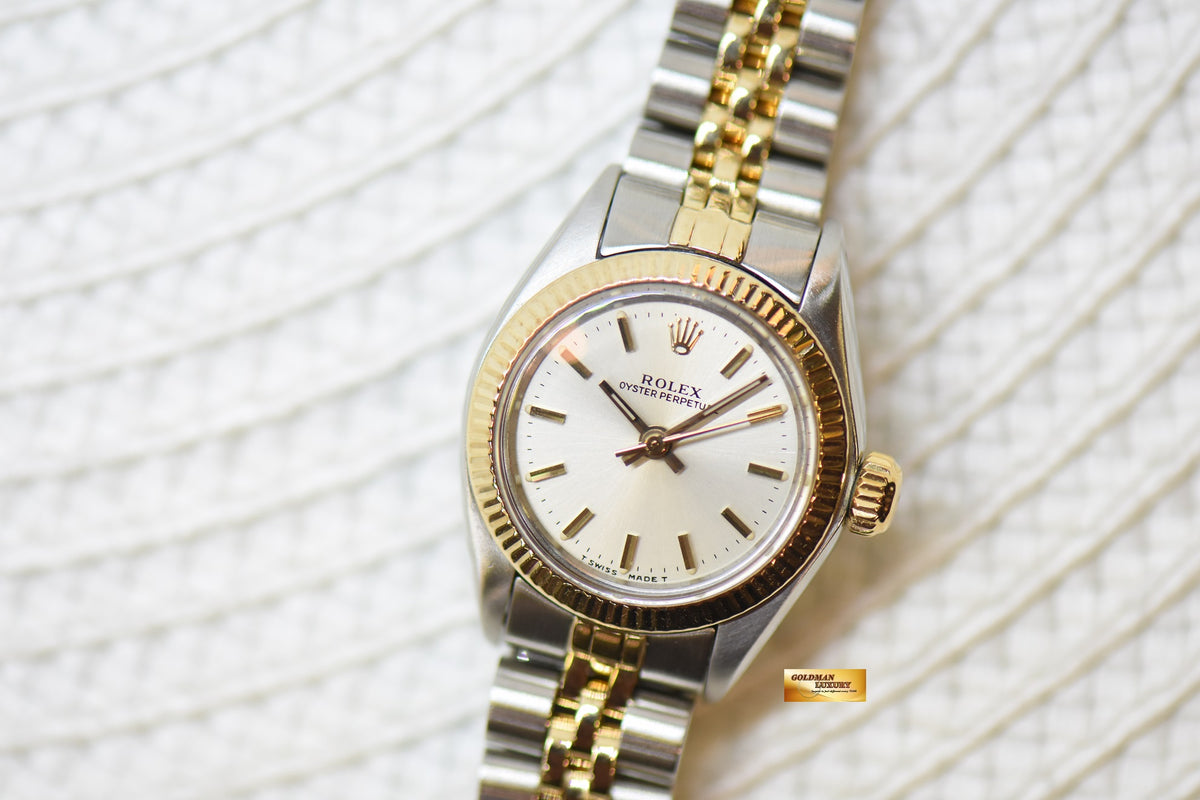 [SOLD] ROLEX OYSTER PERPETUAL 26mm HALF-GOLD IN JUBILEE BRACELET SILVER DIAL 6719 (NEAR MINT)