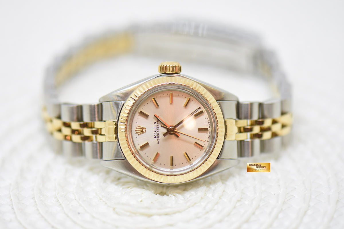 [SOLD] ROLEX OYSTER PERPETUAL 26mm HALF-GOLD IN JUBILEE BRACELET SILVER DIAL 6719 (NEAR MINT)