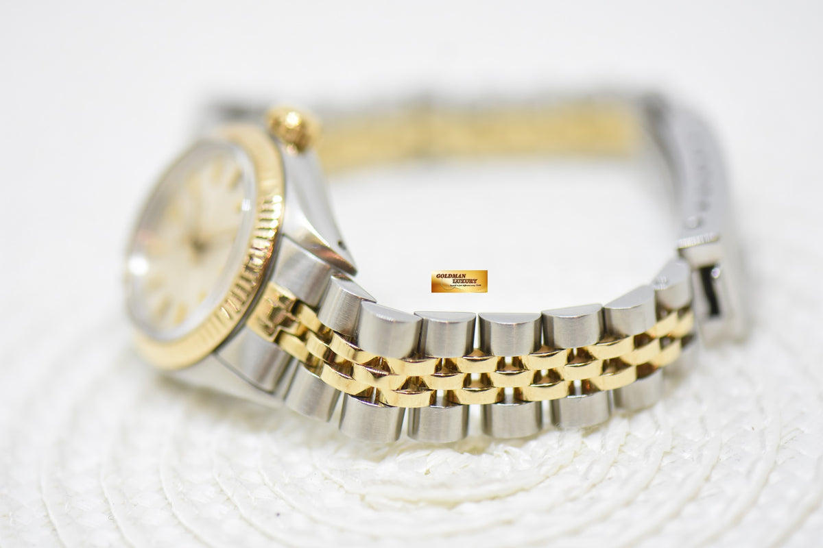 [SOLD] ROLEX OYSTER PERPETUAL 26mm HALF-GOLD IN JUBILEE BRACELET SILVER DIAL 6719 (NEAR MINT)