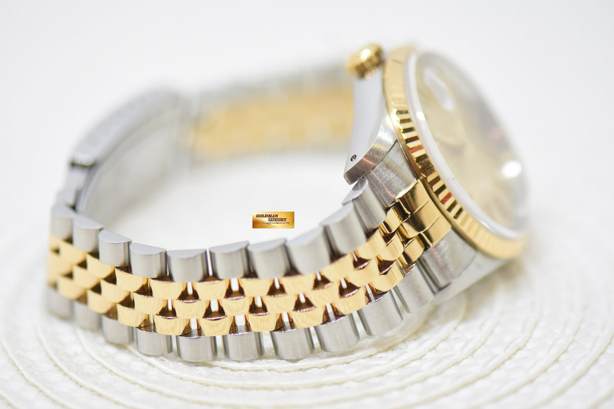 [SOLD] ROLEX OYSTER DATEJUST 36mm HALF-GOLD IN JUBILEE BRACELET GOLD DIAL 16233 (MINT)