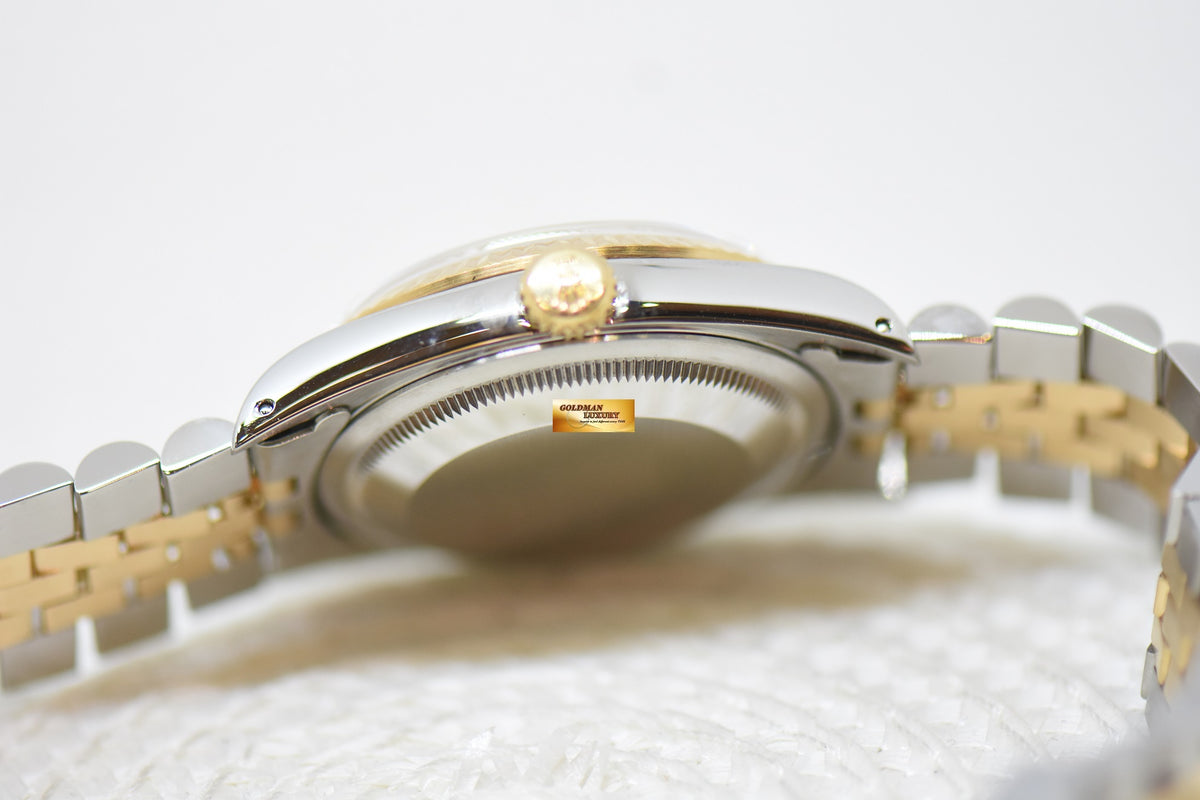 [SOLD] ROLEX OYSTER DATEJUST 36mm HALF-GOLD IN JUBILEE BRACELET GOLD DIAL 16233 (MINT)