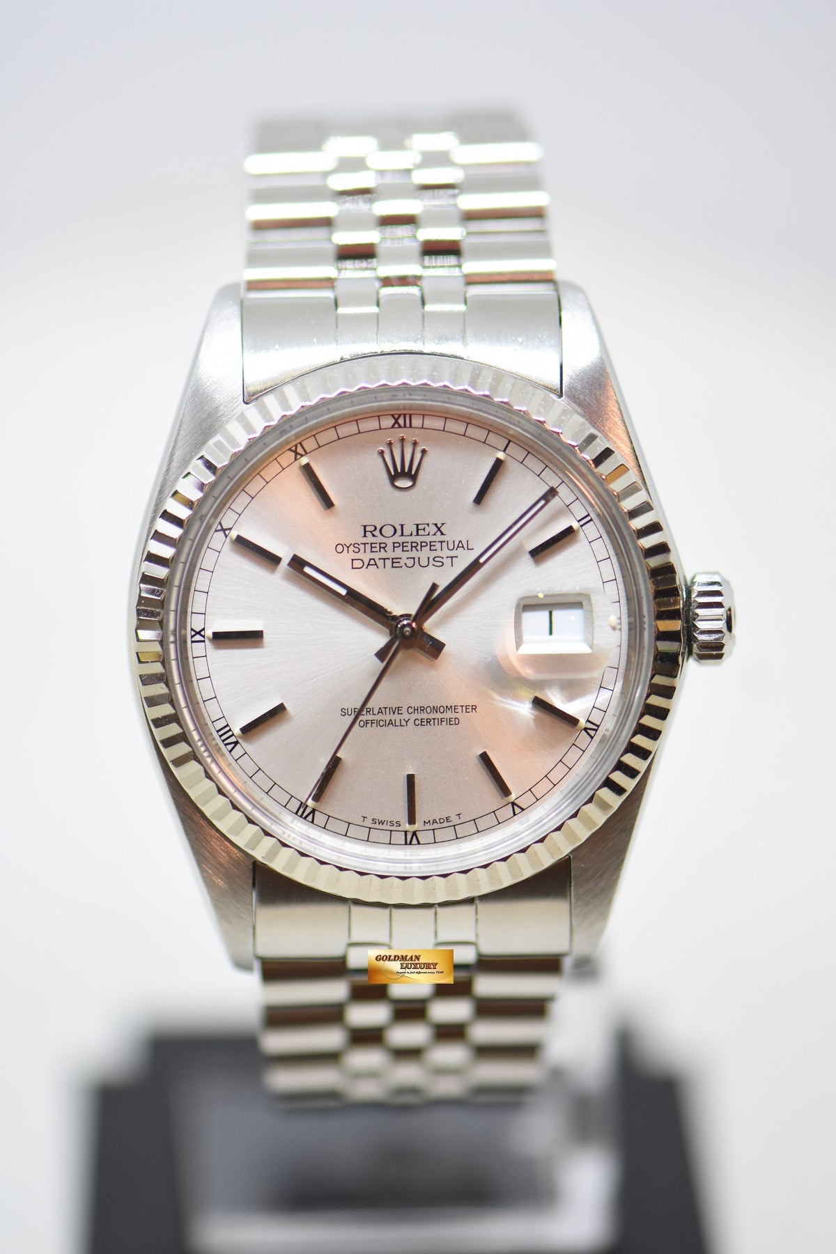 [SOLD] ROLEX OYSTER DATEJUST 36mm STEEL IN JUBILEE BRACELET SILVER DIAL 16014 (QUICKSET-DIAL) (MINT)