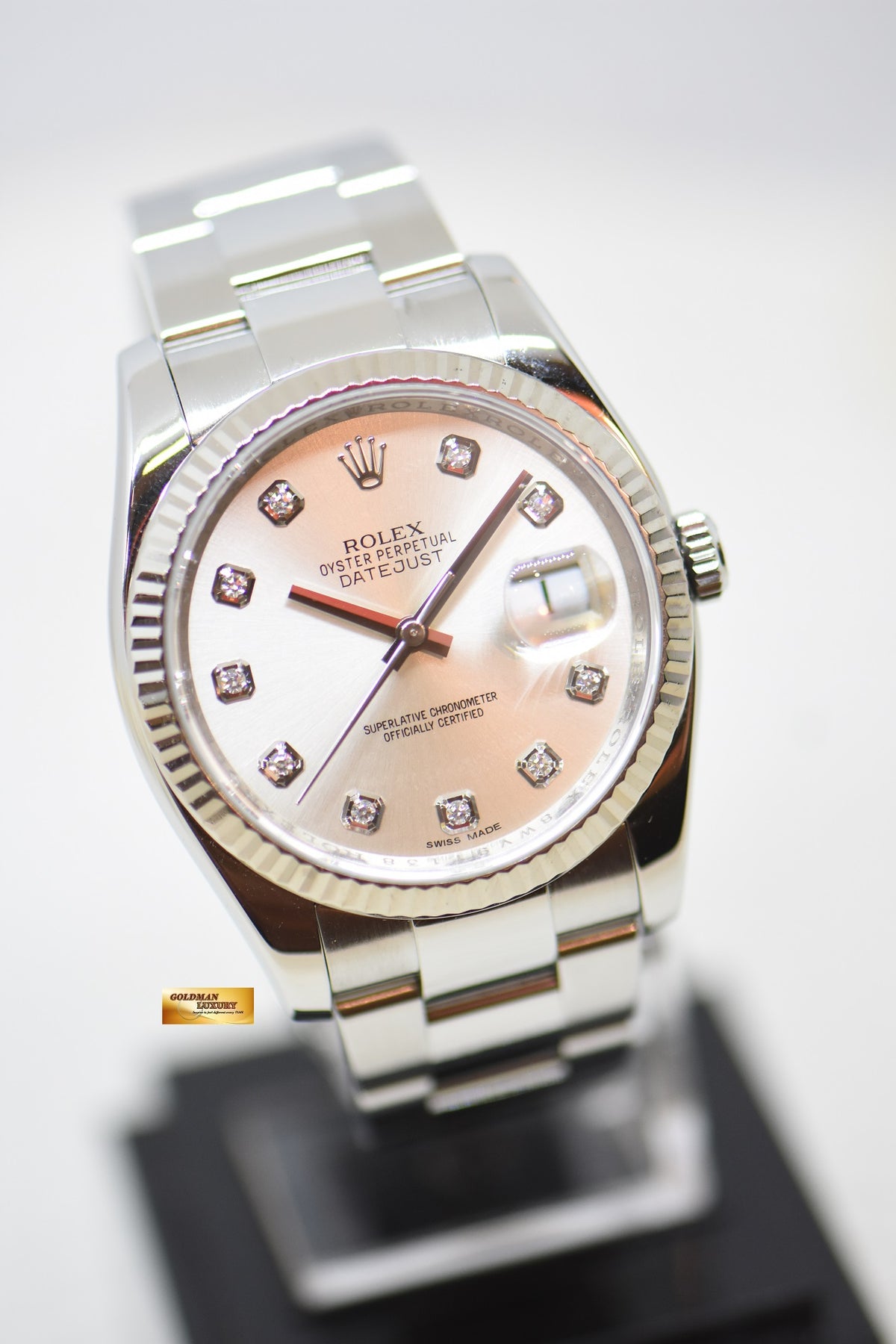 [SOLD] ROLEX OYSTER DATEJUST 36mm STEEL IN OYSTER BRACELET SILVER DIAMONDS DIAL 116234 (MINT)