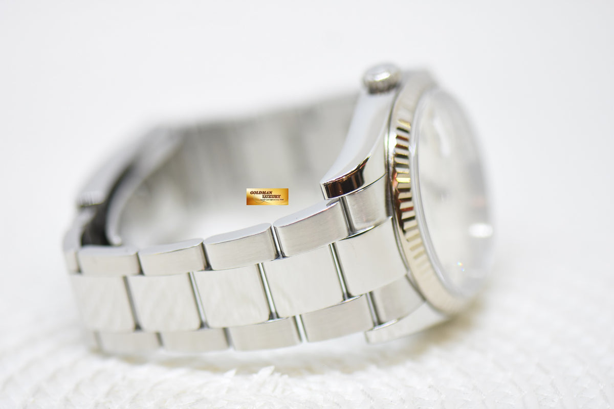 [SOLD] ROLEX OYSTER DATEJUST 36mm STEEL IN OYSTER BRACELET SILVER DIAMONDS DIAL 116234 (MINT)