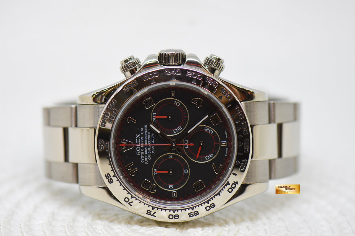 [SOLD] ROLEX OYSTER DAYTONA CHRONOGRAPH 40mm WHITE GOLD IN OYSTER BRACELET BLACK RACING DIAL “SPYDER” 116509 (MINT)