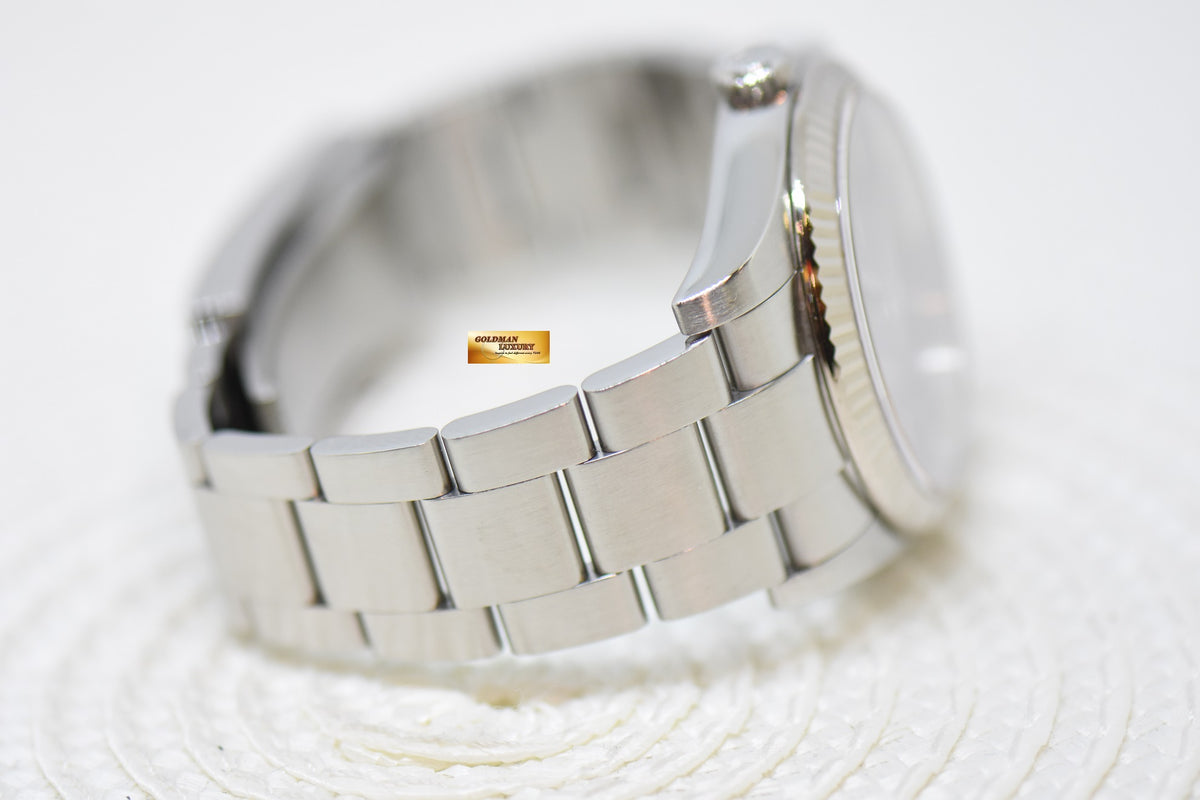 [SOLD] ROLEX OYSTER PERPETUAL 36mm STEEL IN OYSTER BRACELET 369 PINK NUMERALS DIAL 116034 (MINT)
