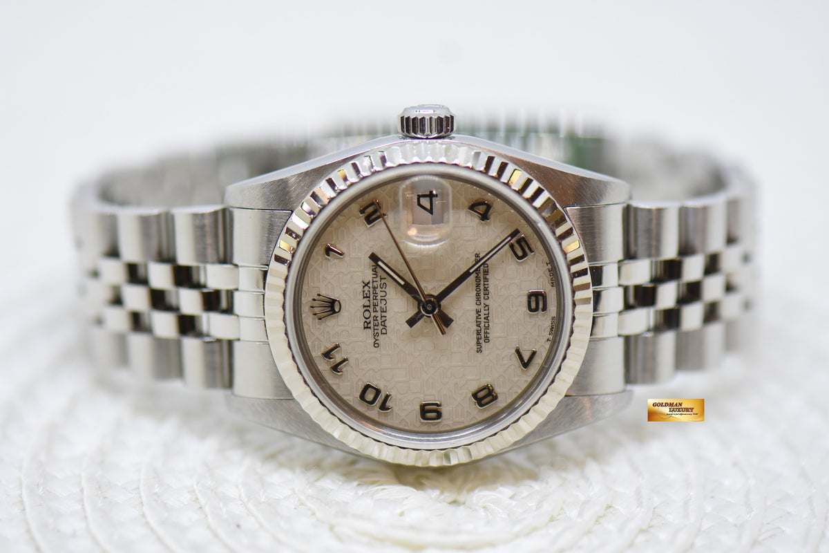 [SOLD] ROLEX OYSTER DATEJUST 31mm STEEL IN JUBILEE BRACELET COMPUTER ARABIC DIAL 68274 (MINT)