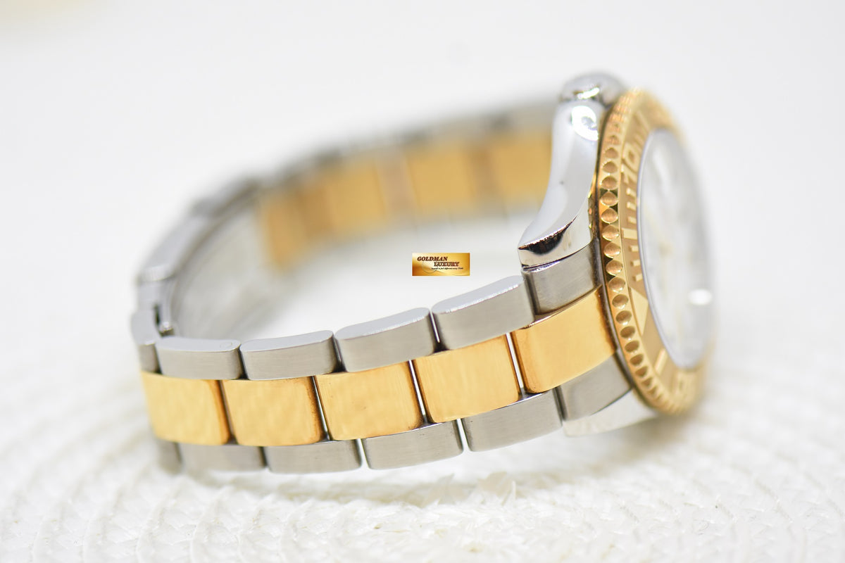 [SOLD] ROLEX OYSTER PERPETUAL YACHT-MASTER 35mm HALF-GOLD WHITE ONYX DIAL 68623 (MINT)
