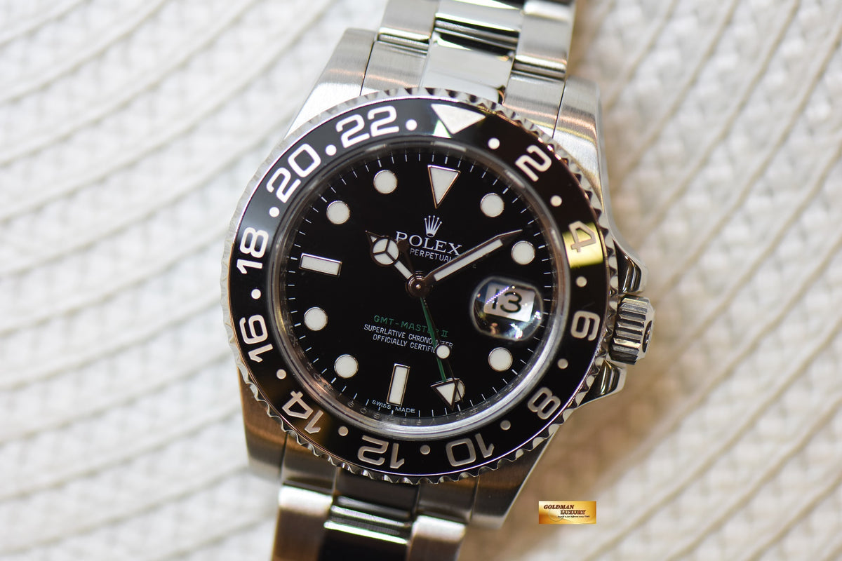 [SOLD] ROLEX OYSTER GMT-MASTER II 40mm CERAMIC BLACK BEZEL OYSTER STEEL BRACELET 116710LN (MINT)