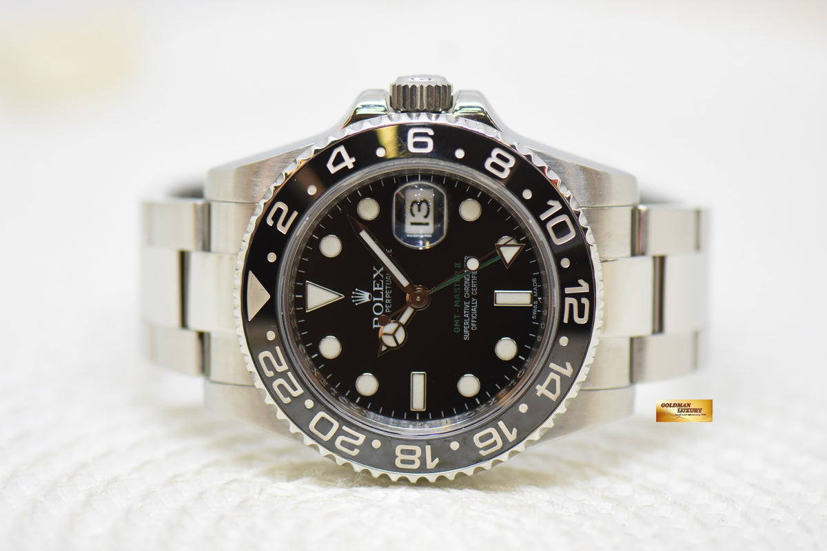 [SOLD] ROLEX OYSTER GMT-MASTER II 40mm CERAMIC BLACK BEZEL OYSTER STEEL BRACELET 116710LN (MINT)