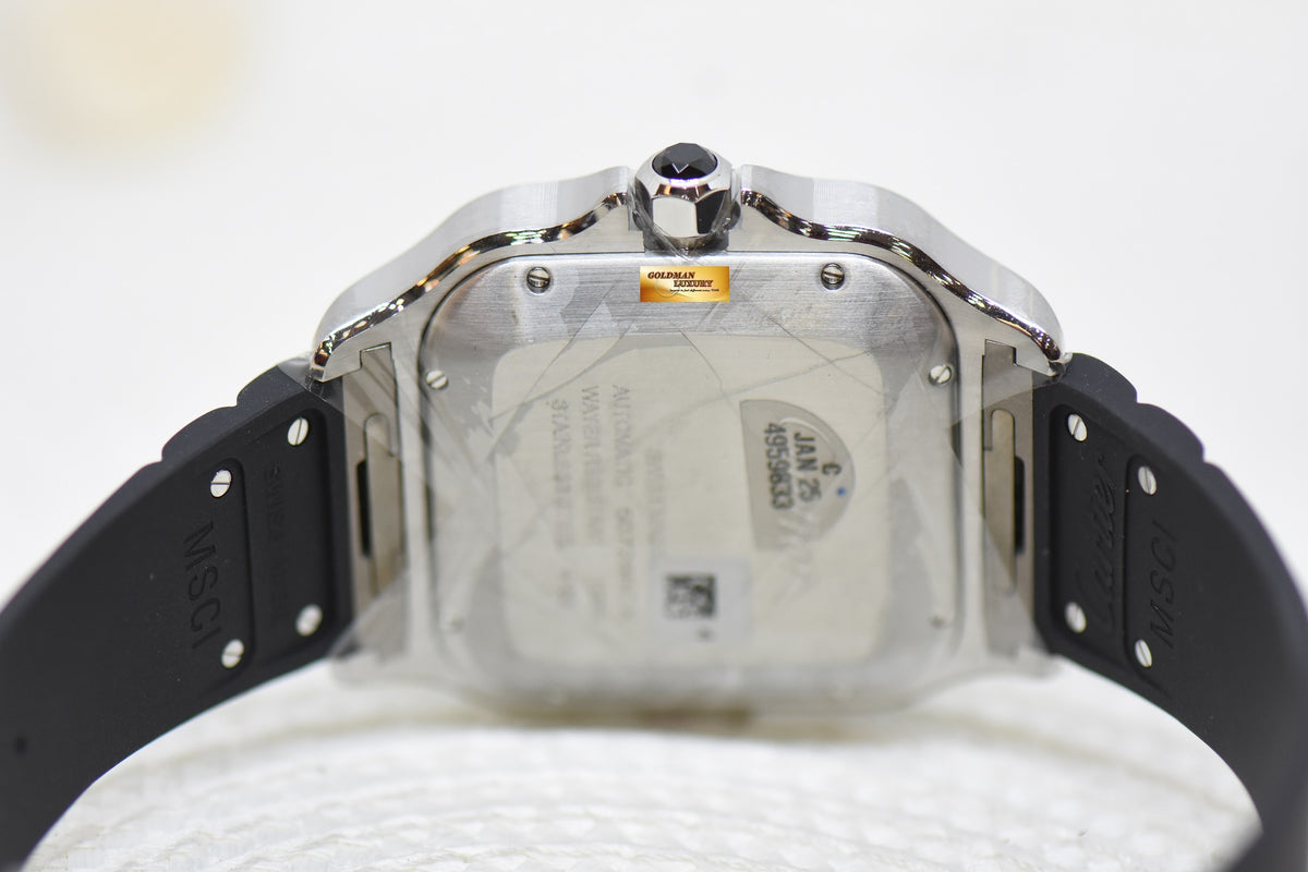 [SOLD] SANTOS De CARTIER CHRONOGRAPH XL ADLC / STEEL RUBBER / LEATHER AUTOMATIC WSSA0017 (NEW-UNWORN)