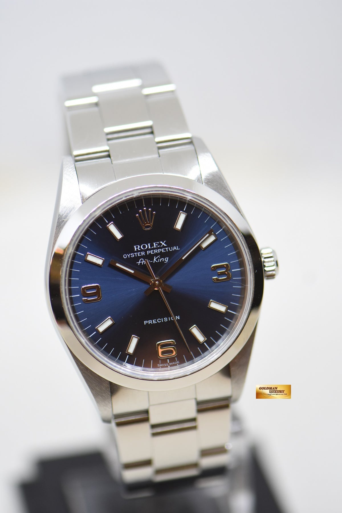[SOLD] ROLEX OYSTER PERPETUAL AIR-KING 34mm PRECISION STEEL BLUE DIAL 14000 (MINT)
