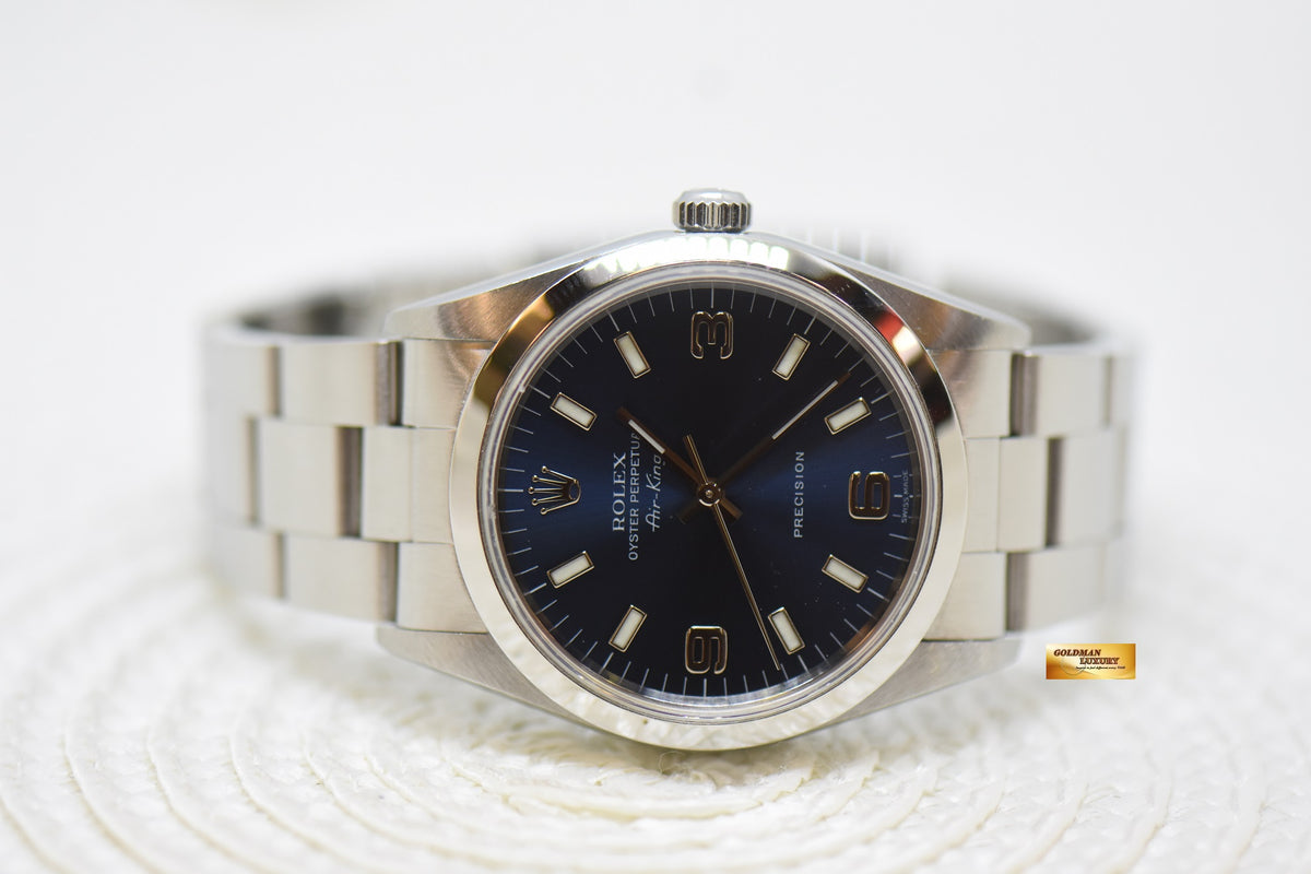 [SOLD] ROLEX OYSTER PERPETUAL AIR-KING 34mm PRECISION STEEL BLUE DIAL 14000 (MINT)