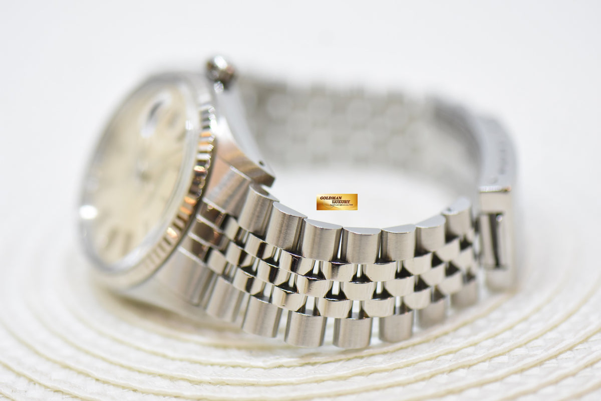 [SOLD] ROLEX OYSTER DATEJUST 36mm STEEL IN JUBILEE SILVER TRITIUM DIAL 16014 (QUICKSET-DIAL) (MINT)