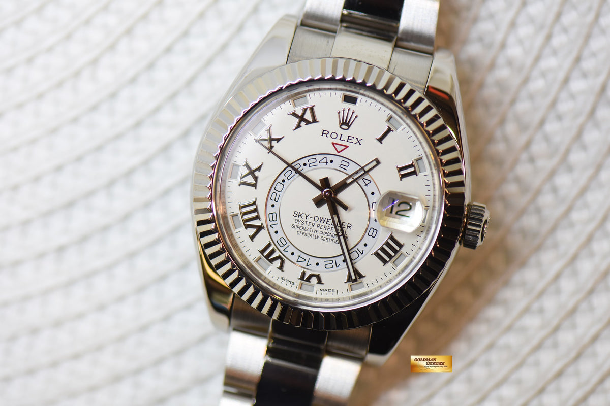 [SOLD] ROLEX OYSTER PERPETUAL SKY-DWELLER 42mm ANNUAL CALENDAR GMT WHITE GOLD WHITE DIAL 326939 (MINT)
