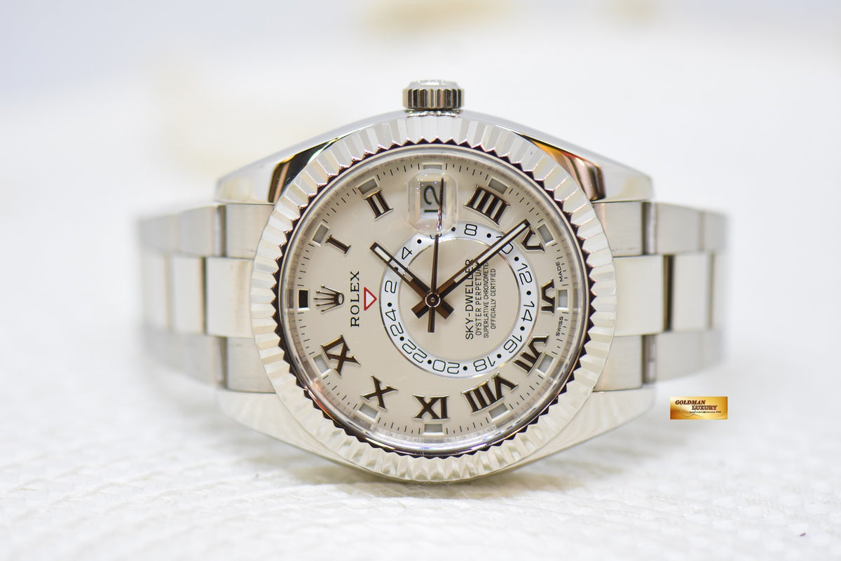 [SOLD] ROLEX OYSTER PERPETUAL SKY-DWELLER 42mm ANNUAL CALENDAR GMT WHITE GOLD WHITE DIAL 326939 (MINT)