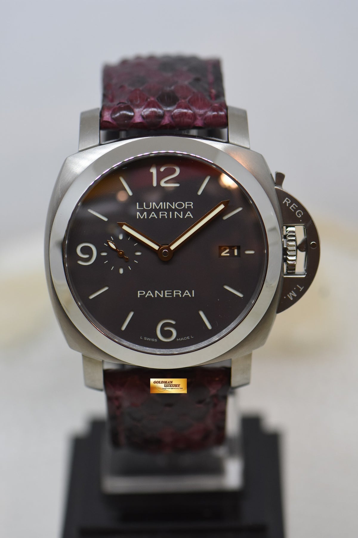 [SOLD] PANERAI LUMINOR MARINA 1950 TITANIUM CASE  44mm TOBACCO BROWN DIAL P.9000 AUTOMATIC PAM 351 (MINT)