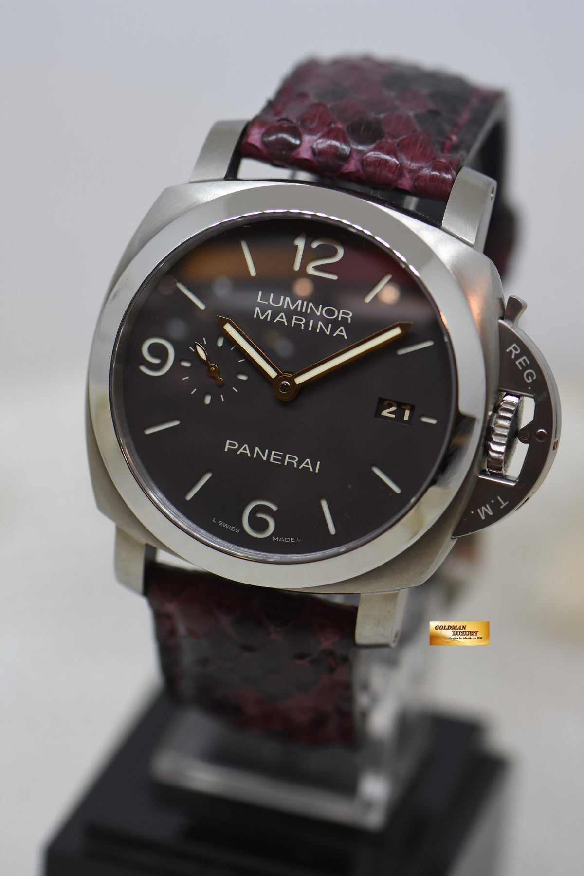 [SOLD] PANERAI LUMINOR MARINA 1950 TITANIUM CASE  44mm TOBACCO BROWN DIAL P.9000 AUTOMATIC PAM 351 (MINT)
