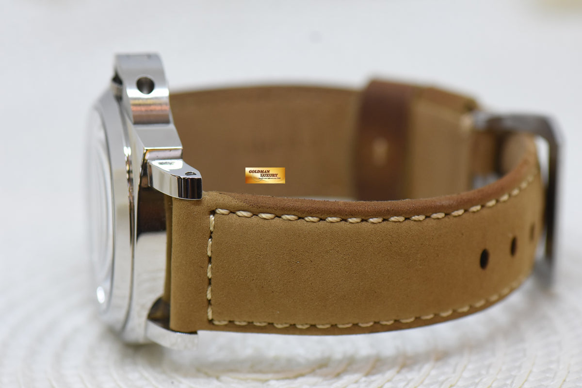 [SOLD] PANERAI LUMINOR BASE 44mm STEEL IN LEATHER BLACK 369 DIAL MANUAL WINDING PAM 1086 (LNIB)