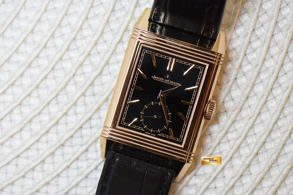 [SOLD] JAEGER Le-COULTRE REVERSO TRIBUTE MONOFACE SMALL SECONDS ROSE GOLD LEATHER BLACK MANUAL Q713257J (LNIB)
