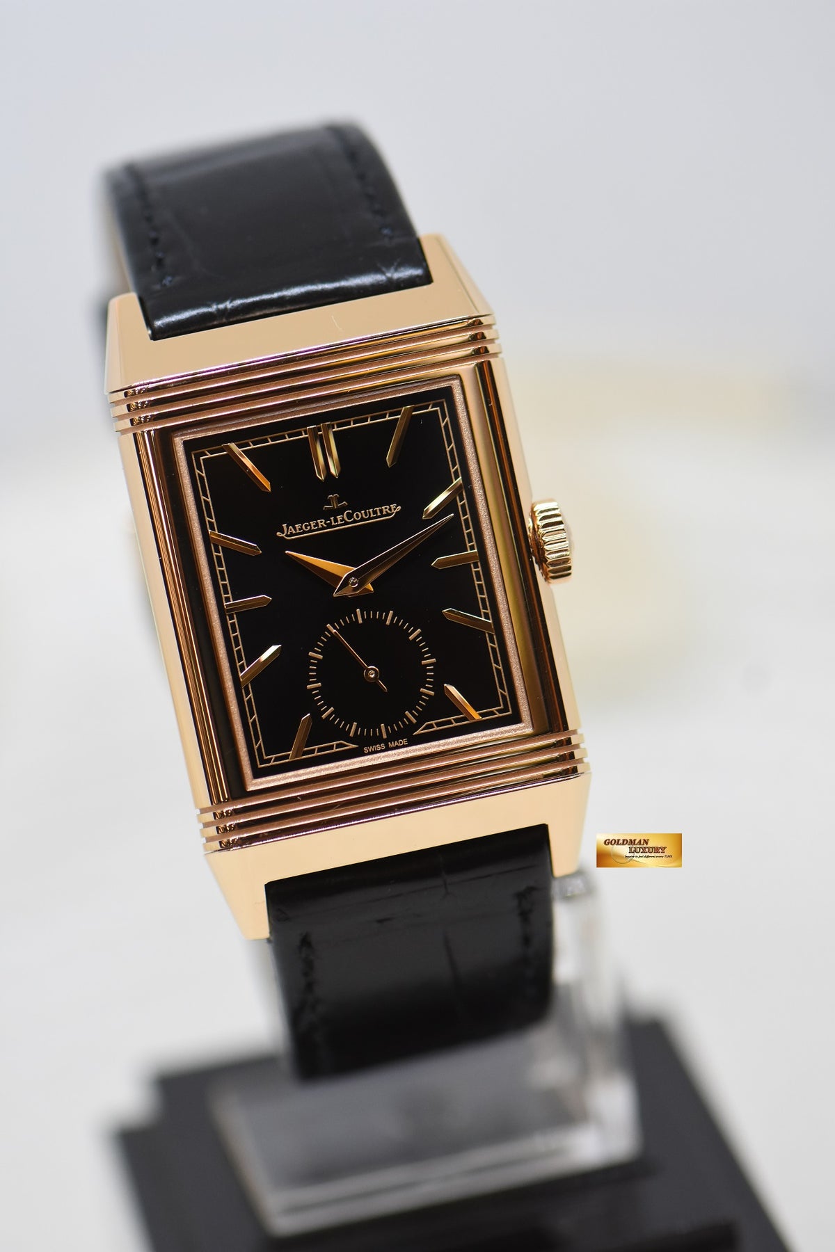 [SOLD] JAEGER Le-COULTRE REVERSO TRIBUTE MONOFACE SMALL SECONDS ROSE GOLD LEATHER BLACK MANUAL Q713257J (LNIB)