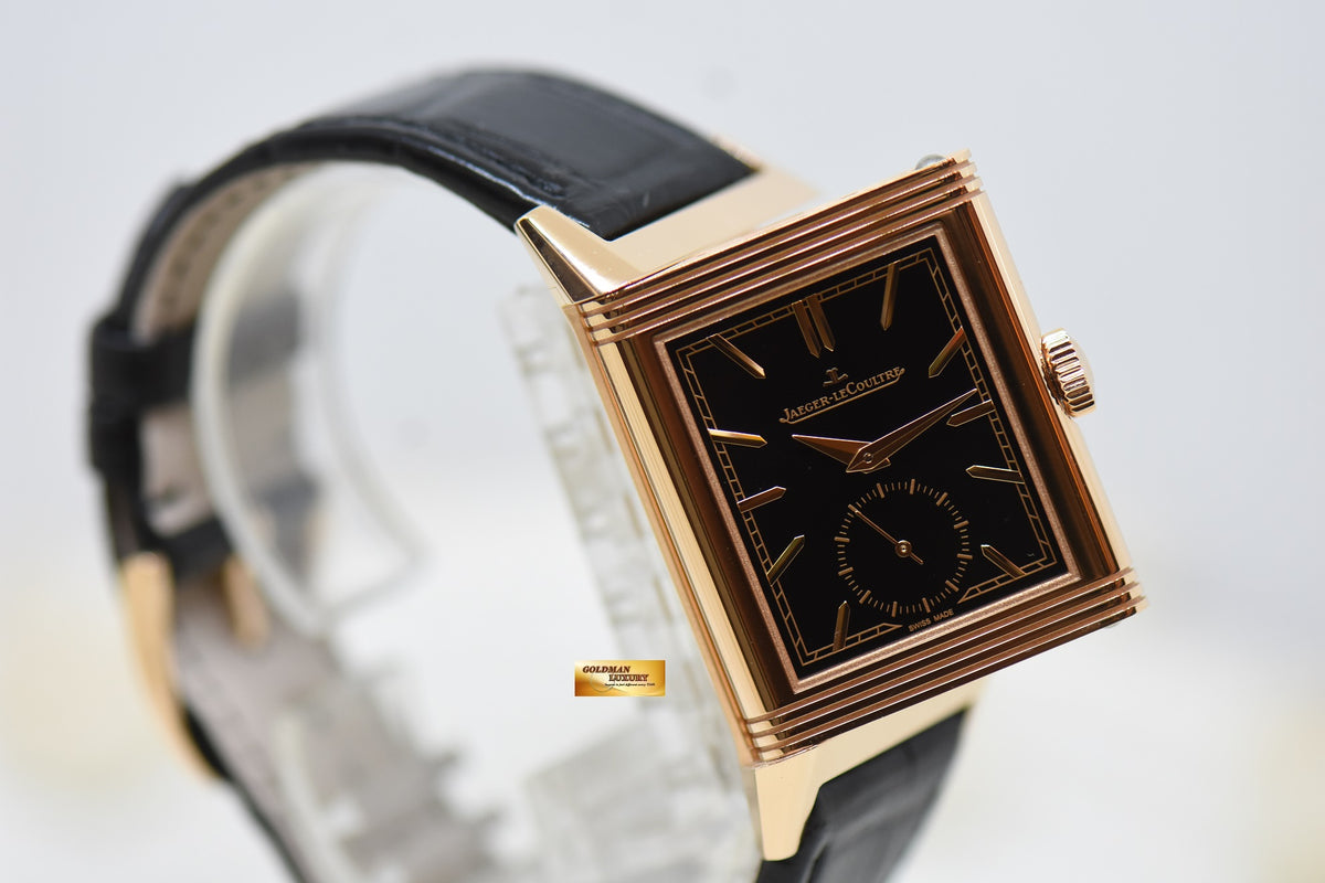 [SOLD] JAEGER Le-COULTRE REVERSO TRIBUTE MONOFACE SMALL SECONDS ROSE GOLD LEATHER BLACK MANUAL Q713257J (LNIB)