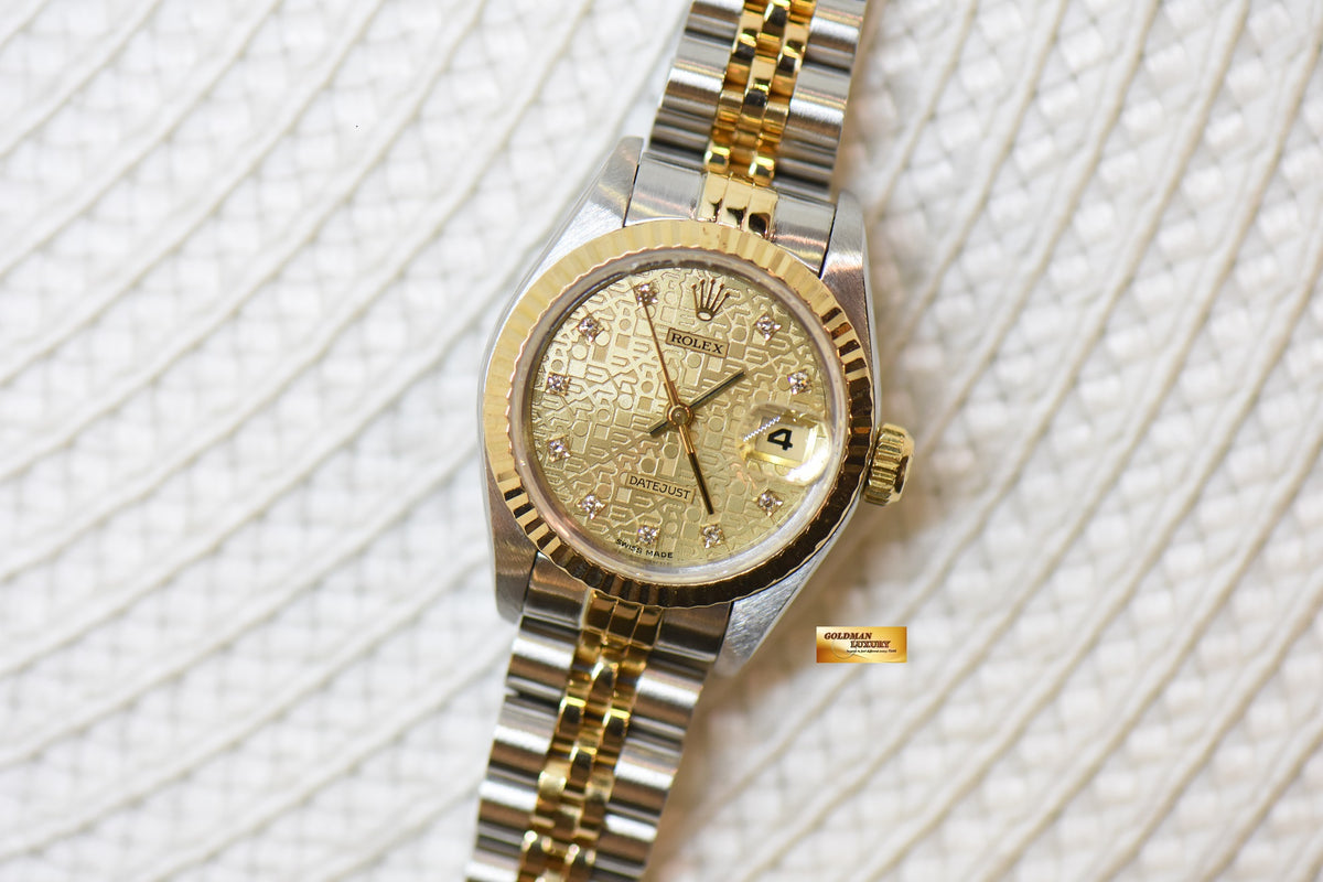 [SOLD] ROLEX OYSTER DATEJUST 26mm HALF-GOLD IN JUBILEE BRACELET COMPUTER DIAMONDS DIAL 69173 (MINT)