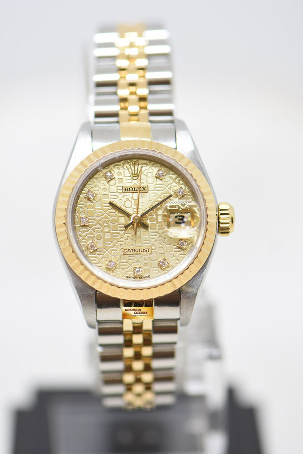 [SOLD] ROLEX OYSTER DATEJUST 26mm HALF-GOLD IN JUBILEE BRACELET COMPUTER DIAMONDS DIAL 69173 (MINT)