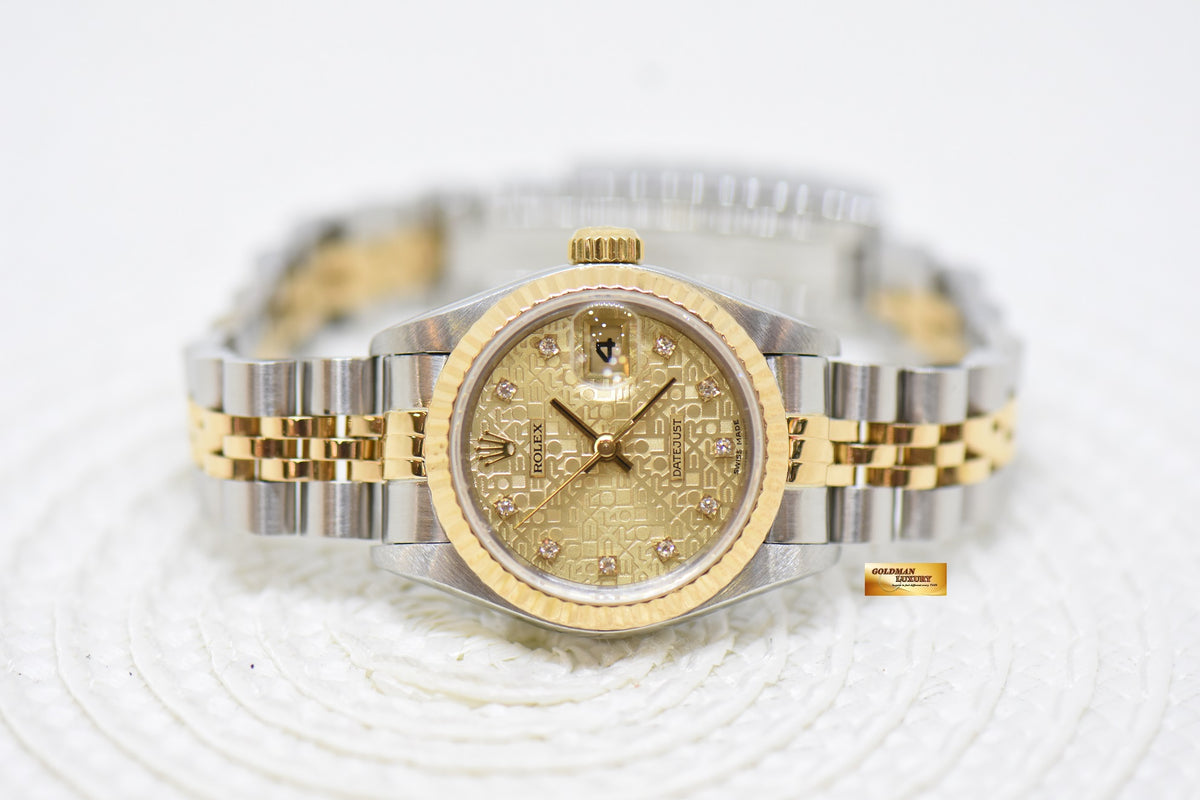 [SOLD] ROLEX OYSTER DATEJUST 26mm HALF-GOLD IN JUBILEE BRACELET COMPUTER DIAMONDS DIAL 69173 (MINT)
