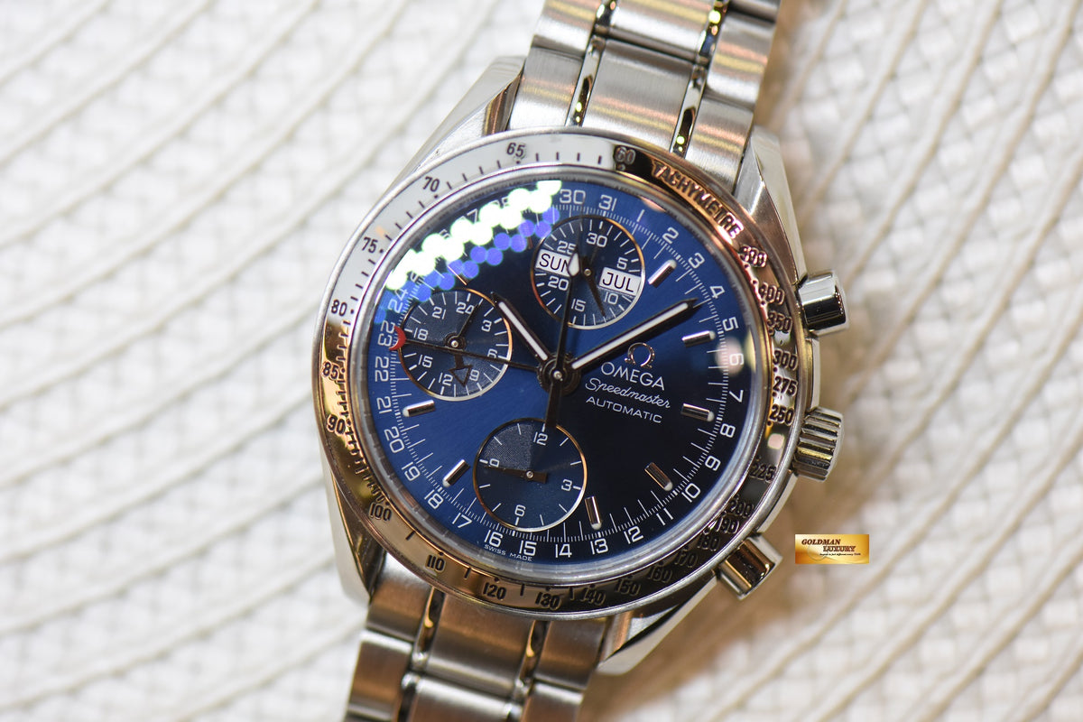 [SOLD] OMEGA SPEEDMASTER CHRONOGRAPH DAY-DATE-MONTH 39mm STEEL BLUE DIAL 3523.8000 (MINT)