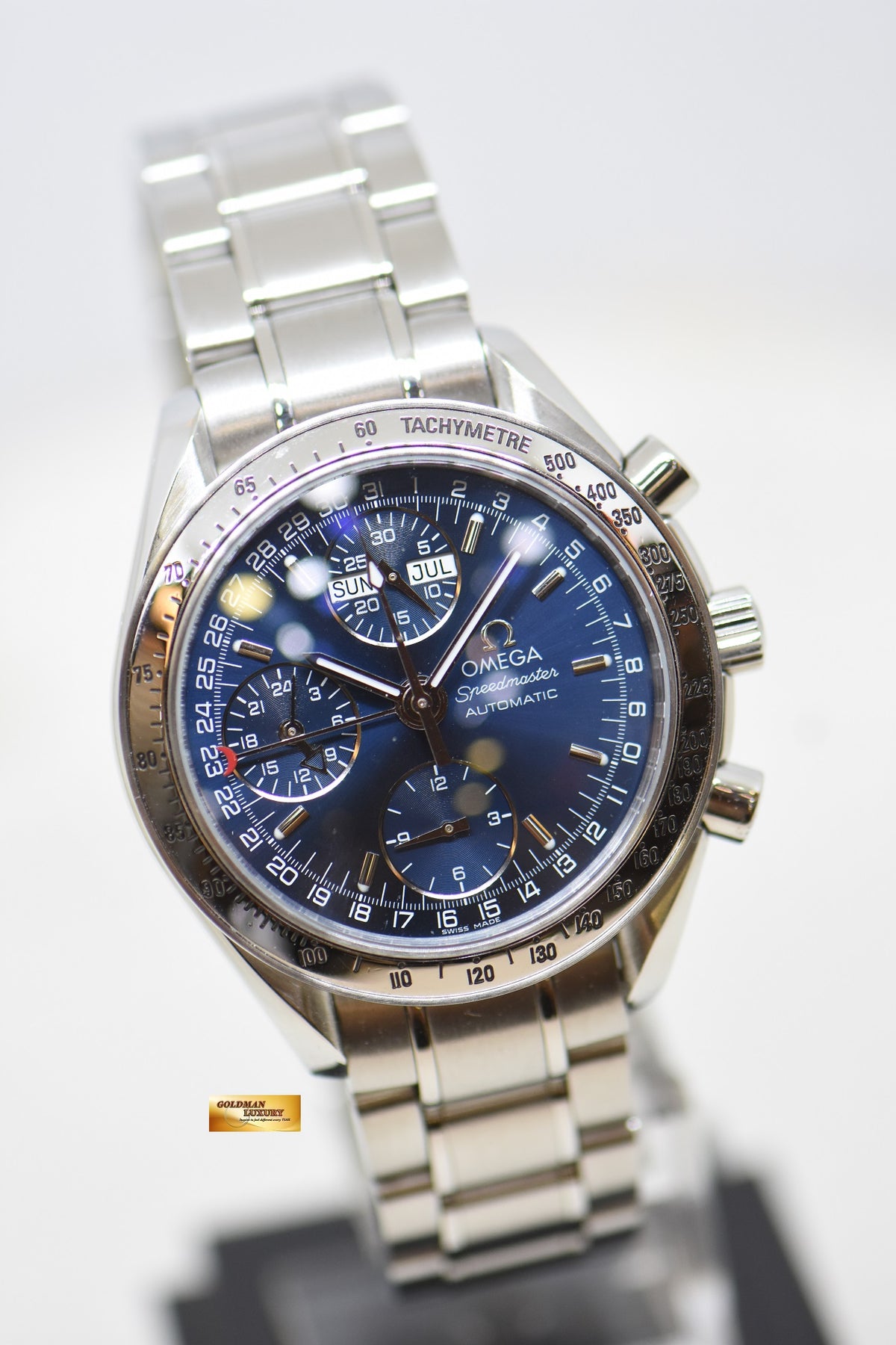 [SOLD] OMEGA SPEEDMASTER CHRONOGRAPH DAY-DATE-MONTH 39mm STEEL BLUE DIAL 3523.8000 (MINT)