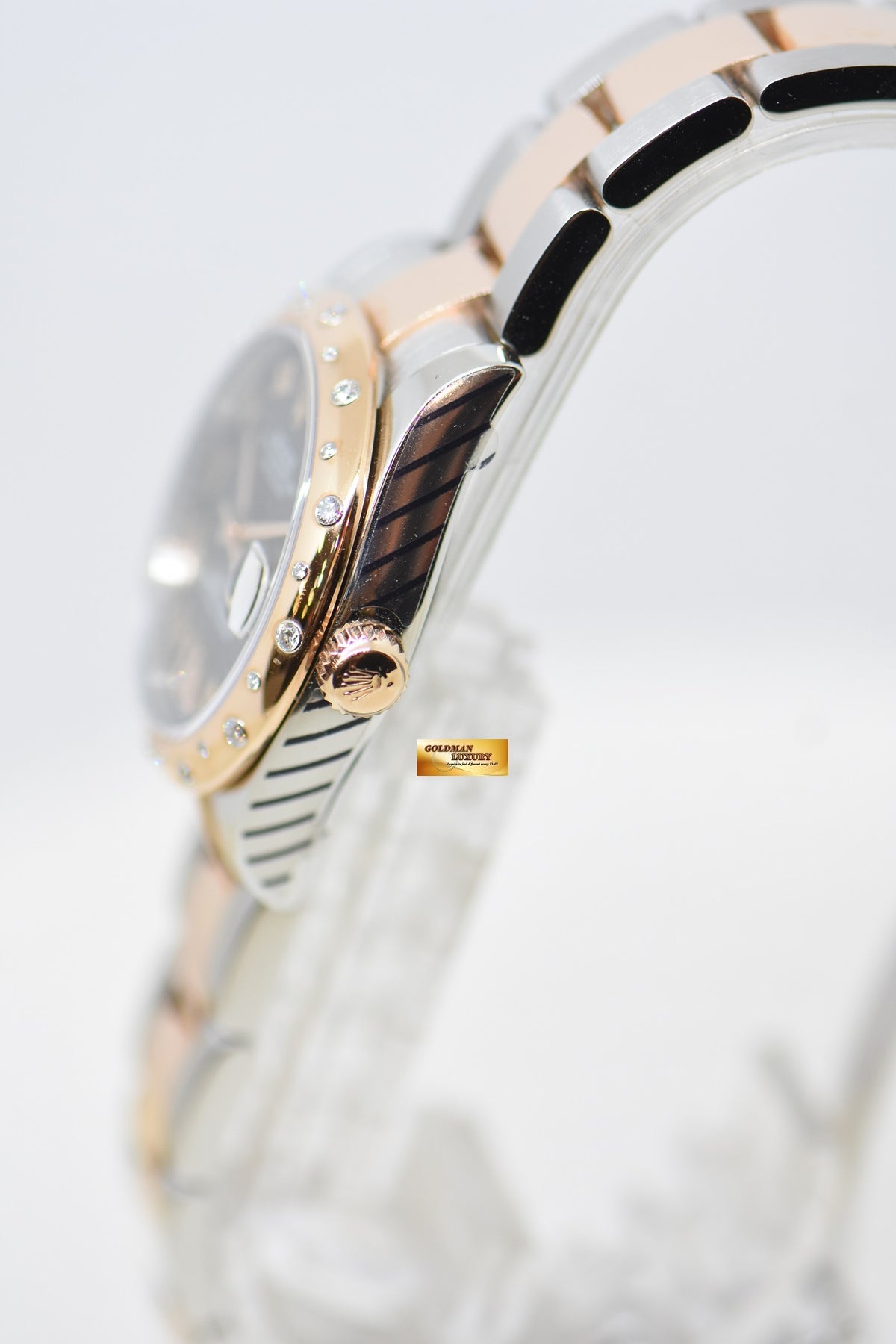 [SOLD] ROLEX OYSTER DATEJUST 31 BOYSIZE DARK AUBERGINE DIAL EVEROSE-GOLD / STEEL IN OYSTER DIAMOND BEZEL 178341 (MINT)