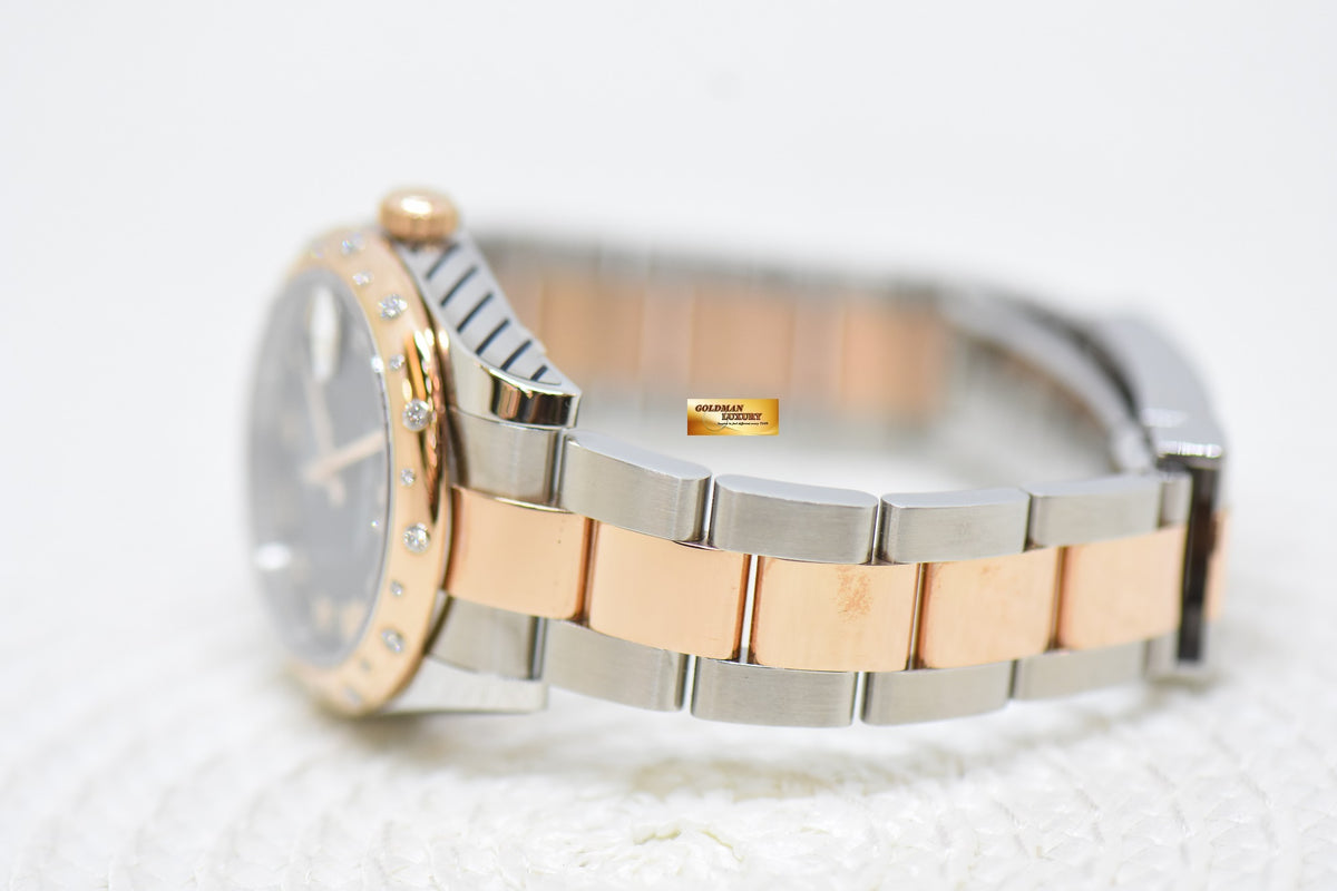 [SOLD] ROLEX OYSTER DATEJUST 31 BOYSIZE DARK AUBERGINE DIAL EVEROSE-GOLD / STEEL IN OYSTER DIAMOND BEZEL 178341 (MINT)