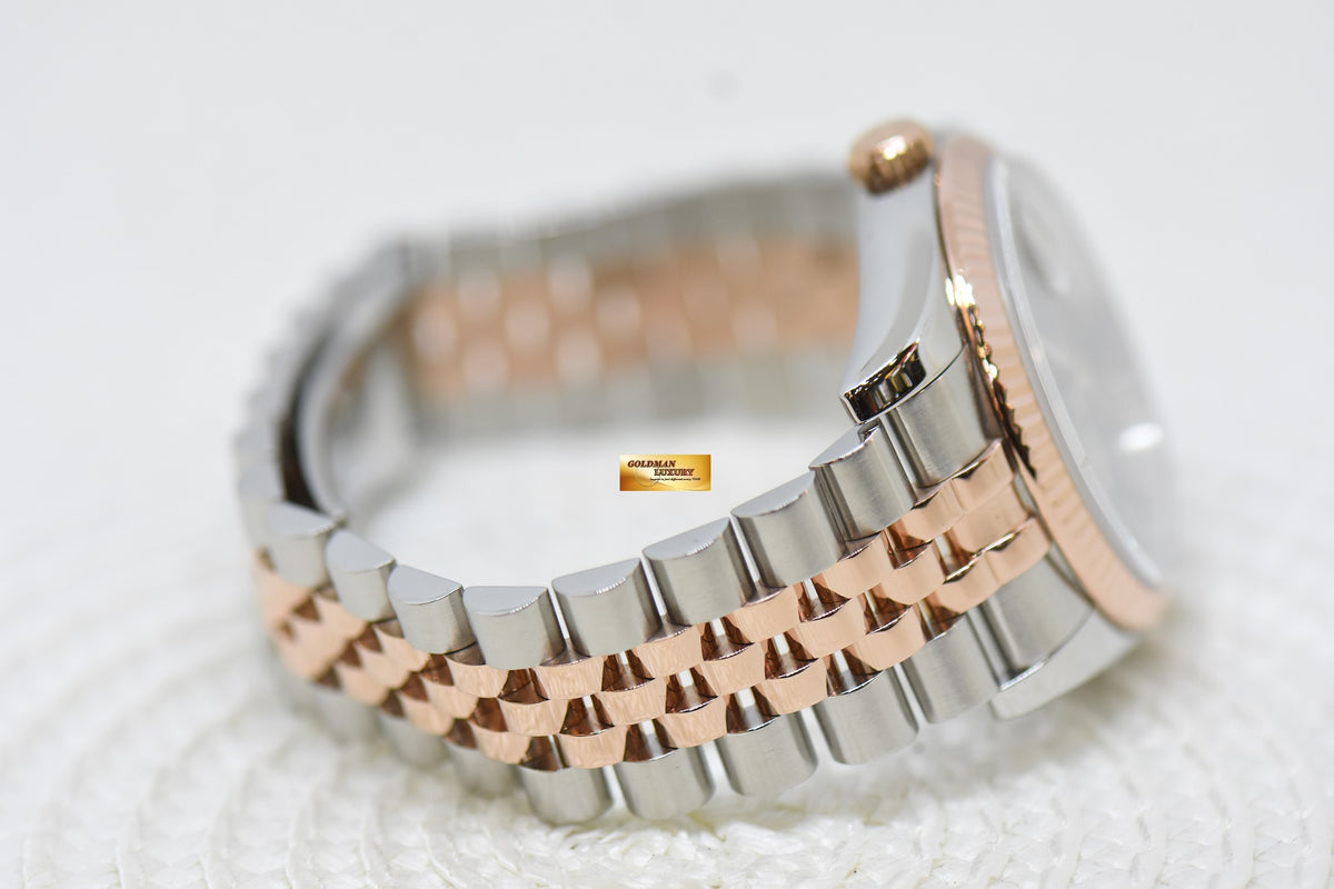 [SOLD] ROLEX OYSTER DATEJUST 36mm BLACK CONCENTRIC DIAL EVEROSE-GOLD / STEEL IN JUBILEE BRACELET 116231 (MINT)