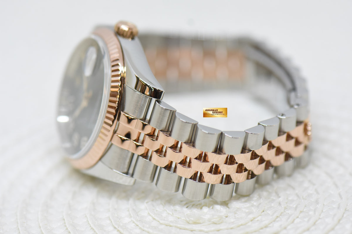 [SOLD] ROLEX OYSTER DATEJUST 36mm BLACK CONCENTRIC DIAL EVEROSE-GOLD / STEEL IN JUBILEE BRACELET 116231 (MINT)