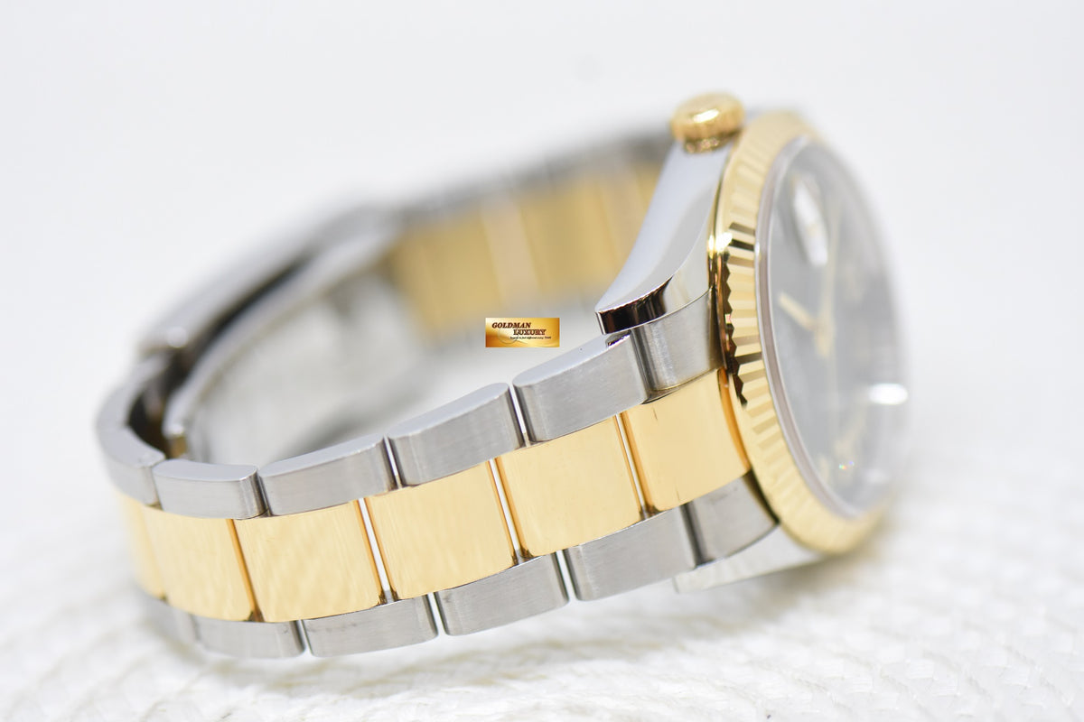[SOLD] ROLEX OYSTER DATEJUST 36mm HALF-GOLD OYSTER BRACELET OLIVE GREEN ROMAN DIAL w/DIAMOND VI, IX AUTOMATIC 126233 (LNIB)