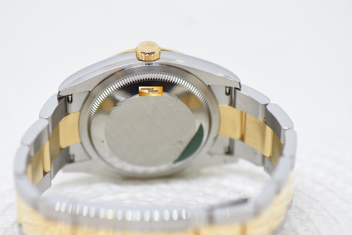 [SOLD] ROLEX OYSTER DATEJUST 36mm HALF-GOLD OYSTER BRACELET OLIVE GREEN ROMAN DIAL w/DIAMOND VI, IX AUTOMATIC 126233 (LNIB)