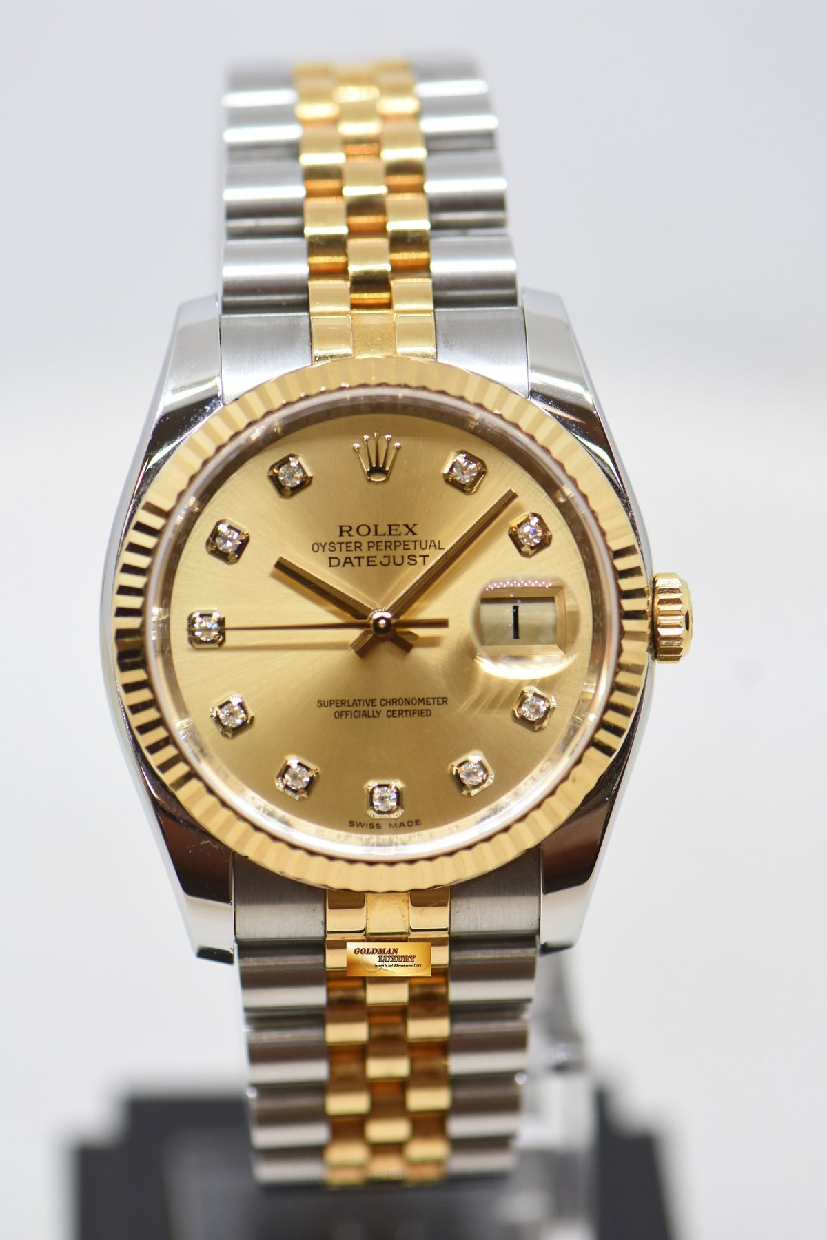[SOLD] ROLEX OYSTER DATEJUST 36mm HALF-GOLD IN JUBILEE BRACELET CHAMPAGNE DIAMOND DIAL 116233 (LNIB)